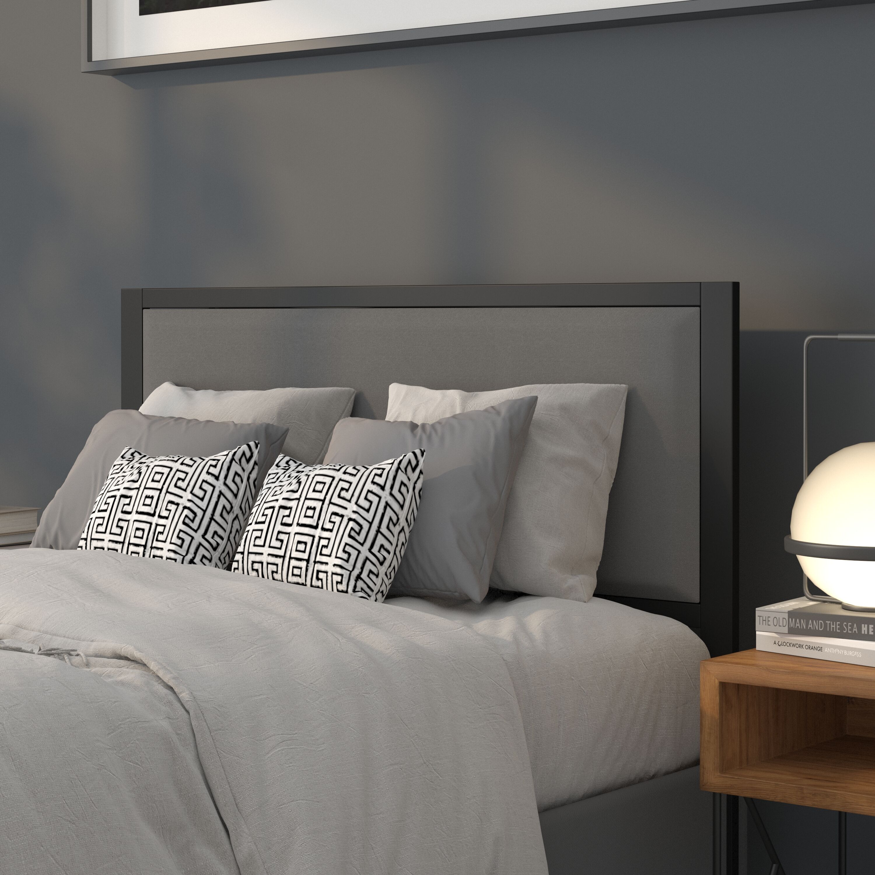 Flash Furniture 889142945949 Melbourne Dark Gray Full Polyester Upholstered Headboard