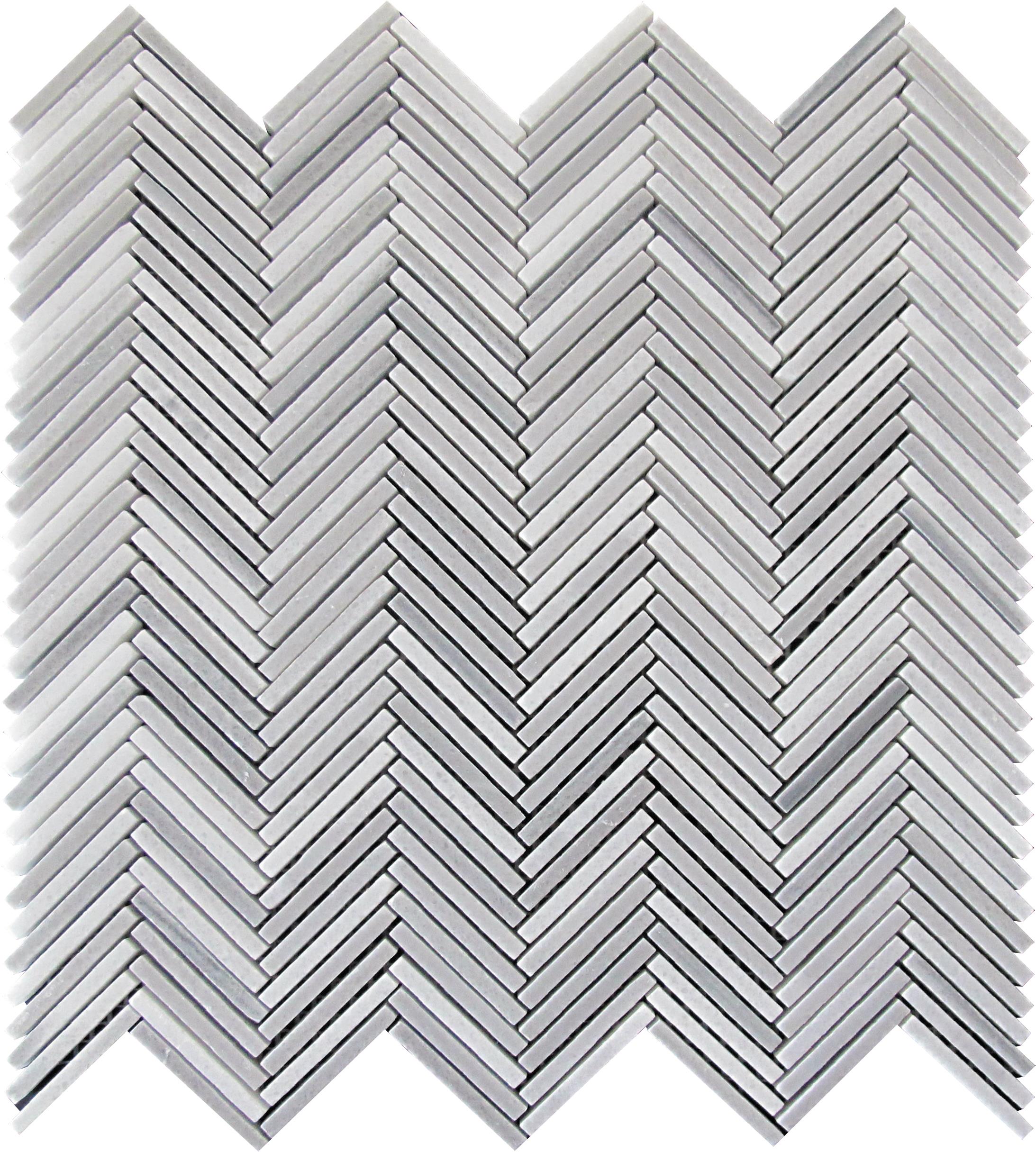 Apollo Tile (Sample) Zebra White, Gray 11-in x 11-in Polished Marble Herringbone Patterned Floor and Wall Tile
