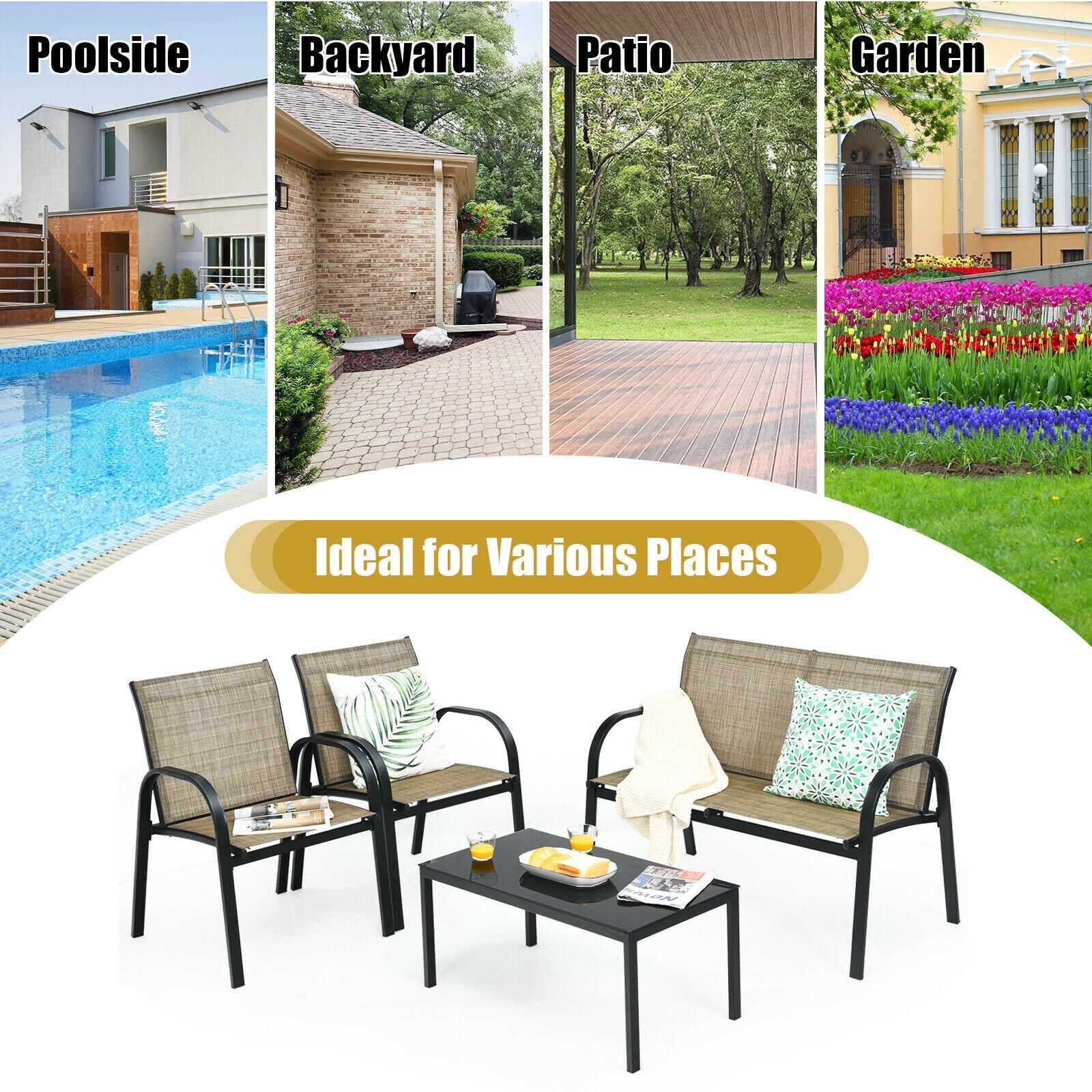Forclover HBV-00BLK Patio-Conversation-Sets - View #4