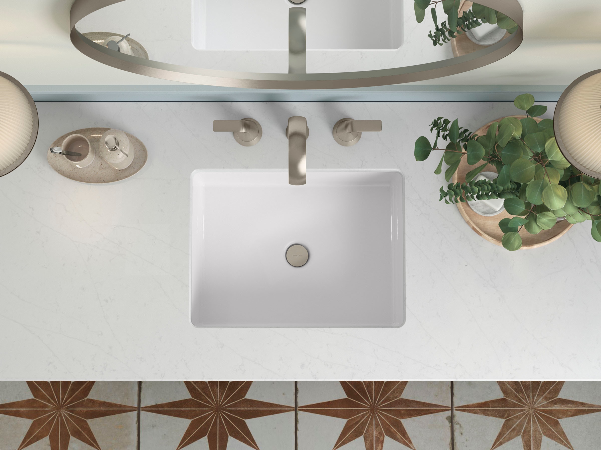 Silestone Eternal Statuario Quartz 49-Inch Vanity Top with Rectangle Cutout