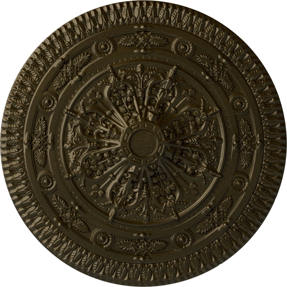 Ekena Millwork CM37NAGGS Naple 37.5-in W x 37.5-in L Painted Green Gold Polyurethane Whole Ceiling Medallion