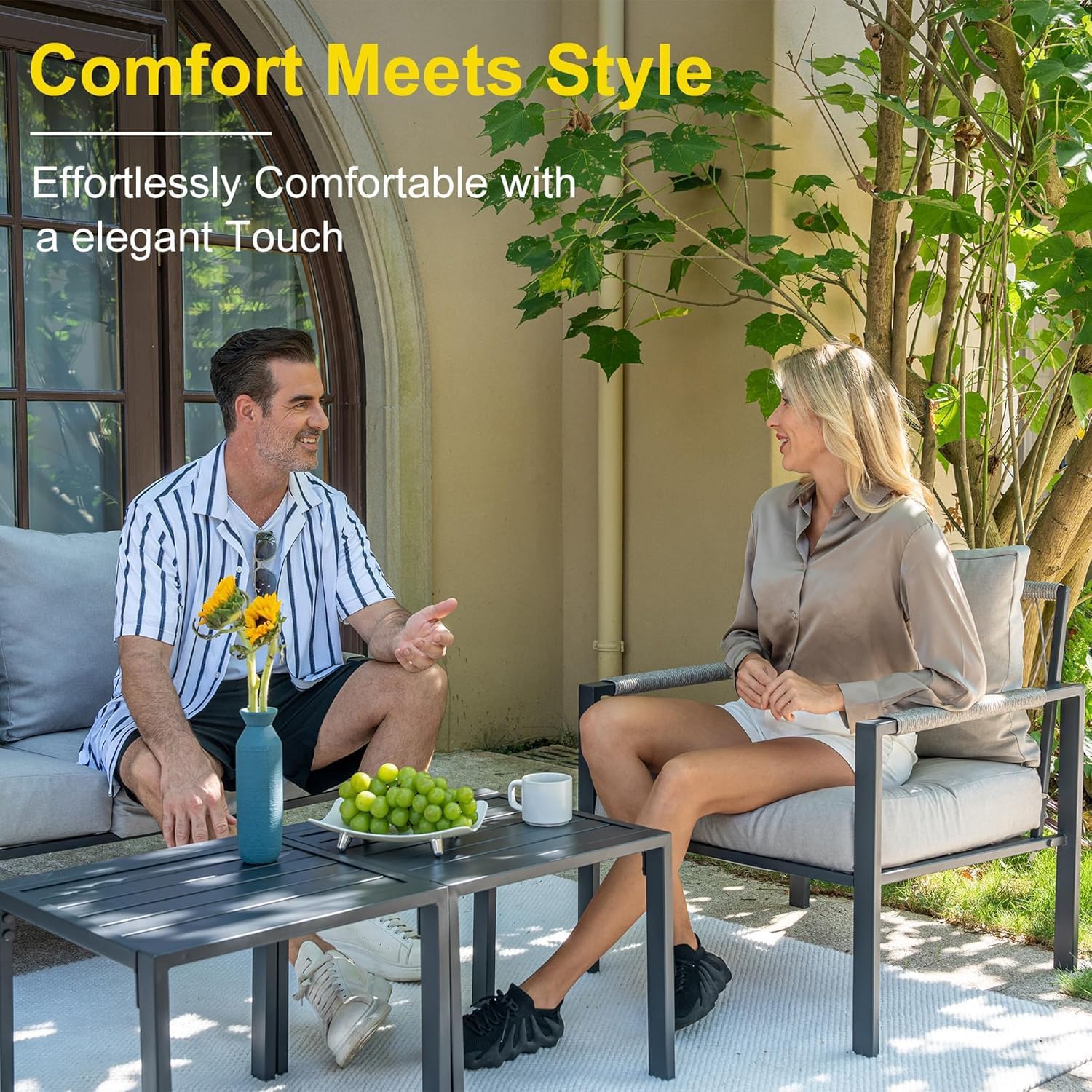 AURA OUTDOOR SIS001-BE Patio-Conversation-Sets - View #3