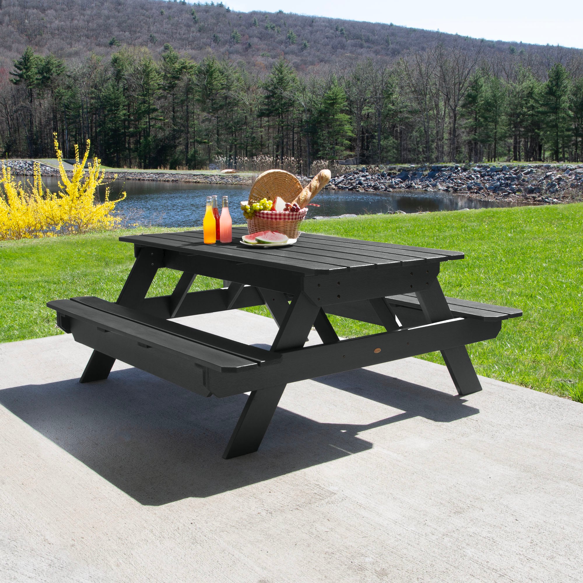 highwood AD-TBL-HI02-BKE 71.6-in Black Recycled plastic Rectangle Picnic Table