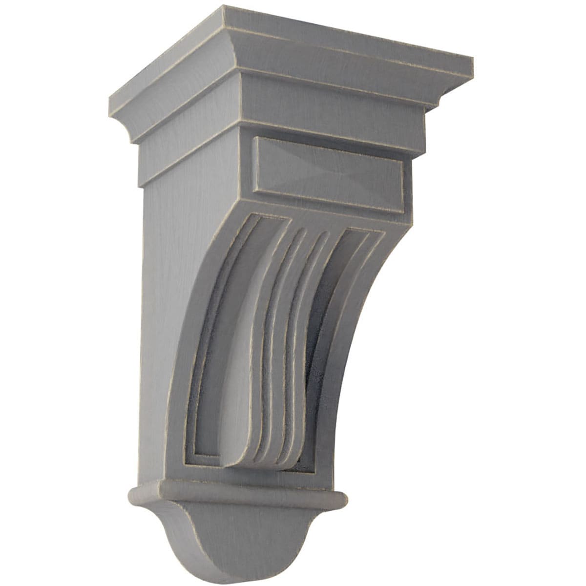 Ekena Millwork CORWD06X06X12RAPG 6.5-in x 6.5-in x 12-in Vintage Decor Finished Rubberwood Gray Wood Paintable/Stainable Corbel