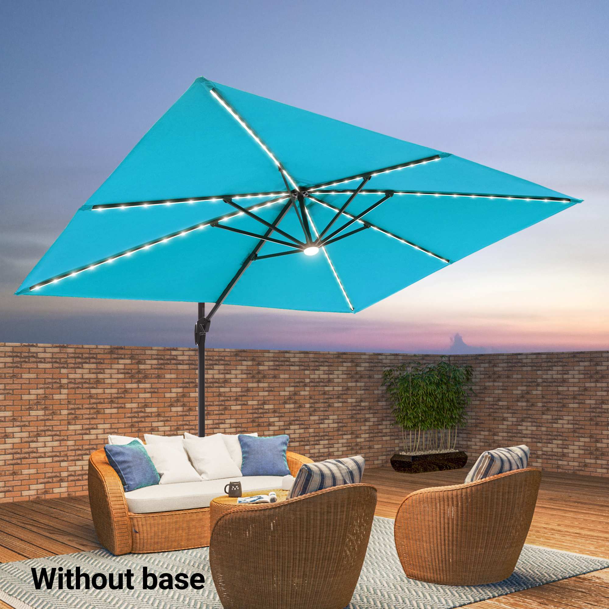 Aok Garden 11.5x9FT Rectangular Lighted Cantilever Umbrella
