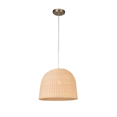 Allen Roth River Brushed Nickel With Light Natural Rattan Shade Traditional Dome Pendant In The Lighting Department At Com - Clip On Ceiling Light Shade Lowe S