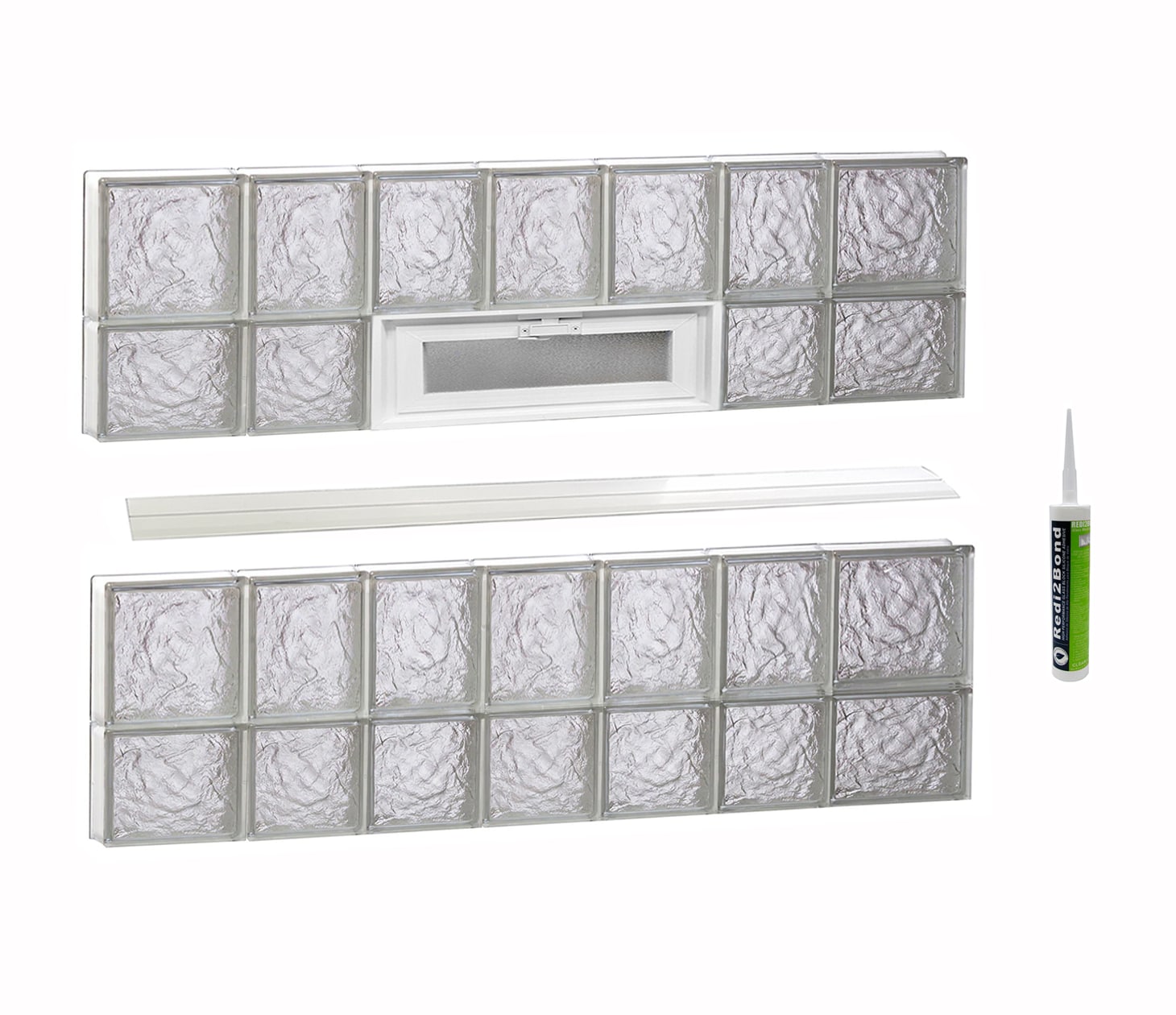 REDI2SET V4628IS Ice Glass 44-1/4-in x 27-in Frameless Replacement Vented Glass Block Window