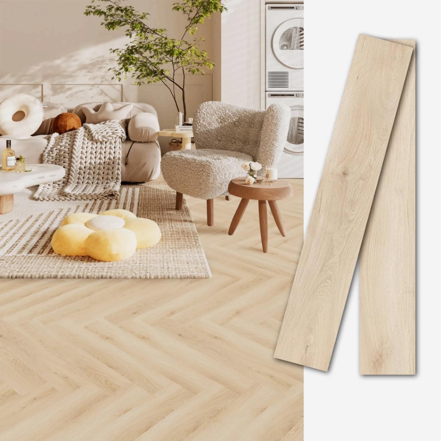 LAIFUCAM  Peel and Stick Floor Tile 54 Sq Ft 36 Pieces 36 by 6 Long Vinyl Flooring 1.5mm Thick Waterproof Self Adhesive Vinyl Plank Flooring for