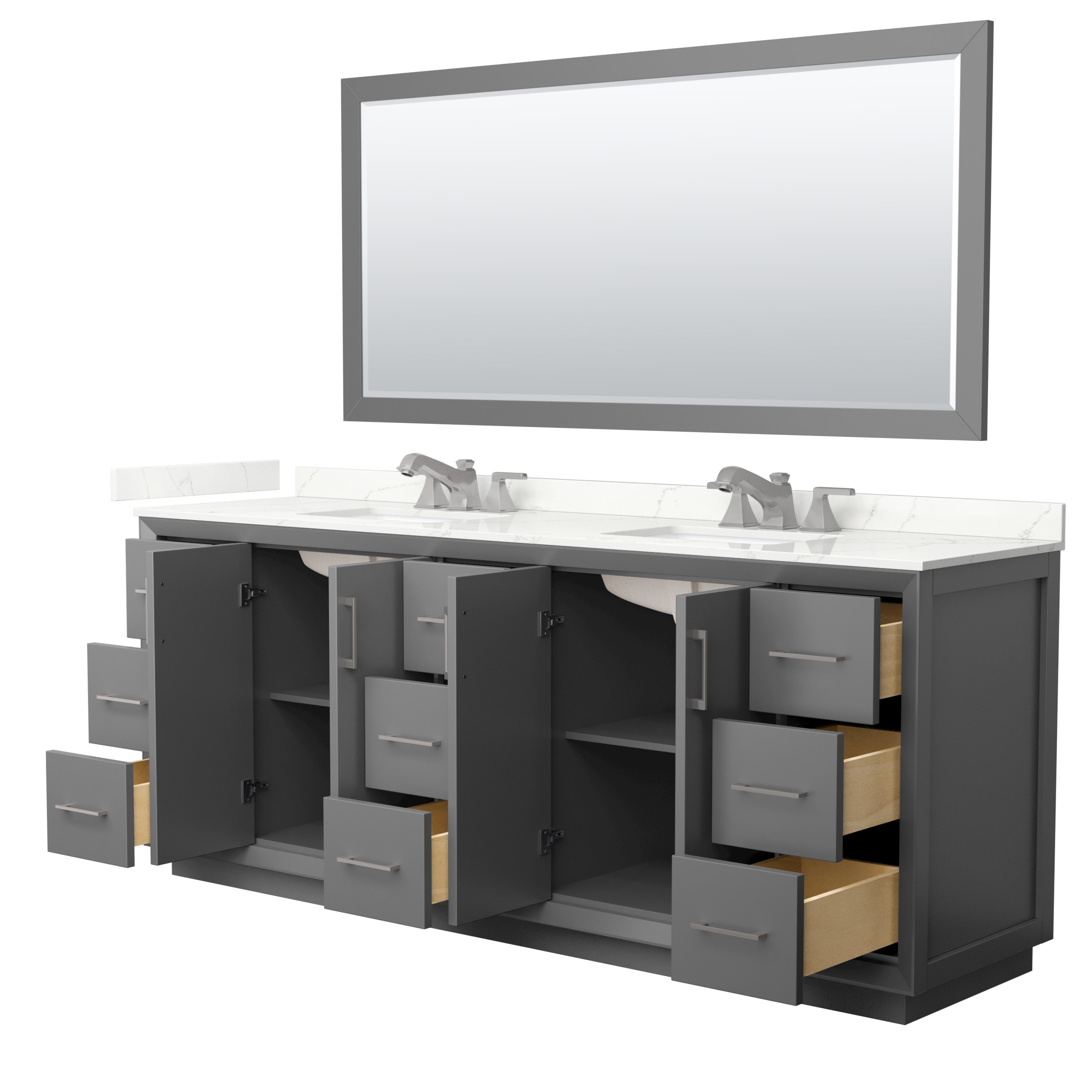 Wyndham Collection WCF414184DKGGTUS3M70 Bath-Vanity-Combo - View #2