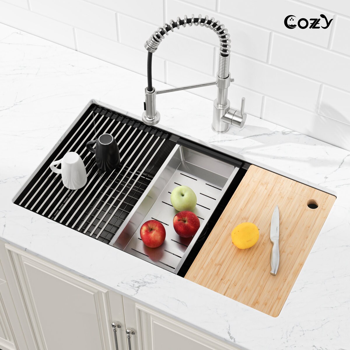 Cozy  Drop-in or undermount 33-in x 19-in Stainless Steel Single Bowl Kitchen Sink