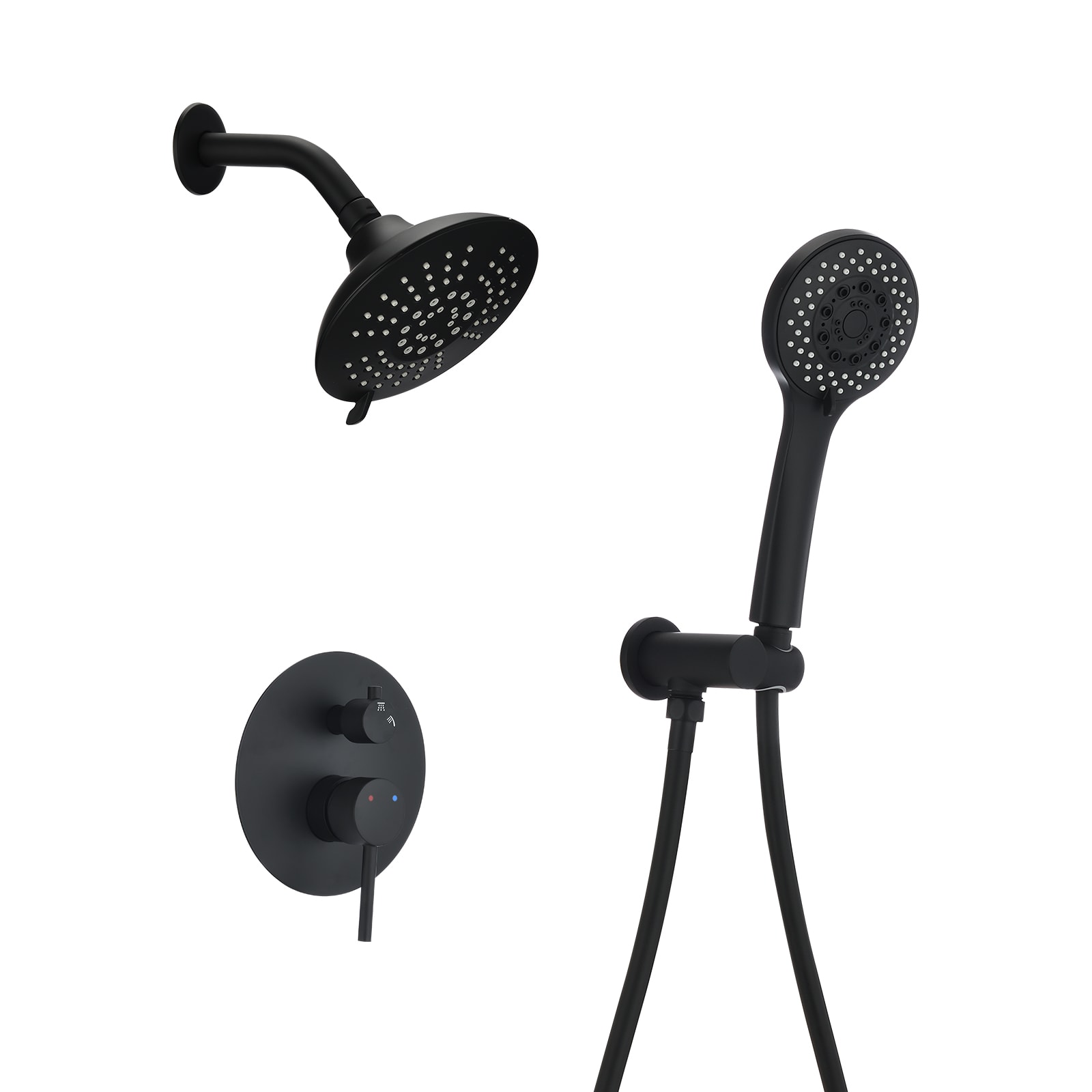 UCLIMAA Matte Black Rain Shower System with Handheld Shower and Pressure Balanced Valve