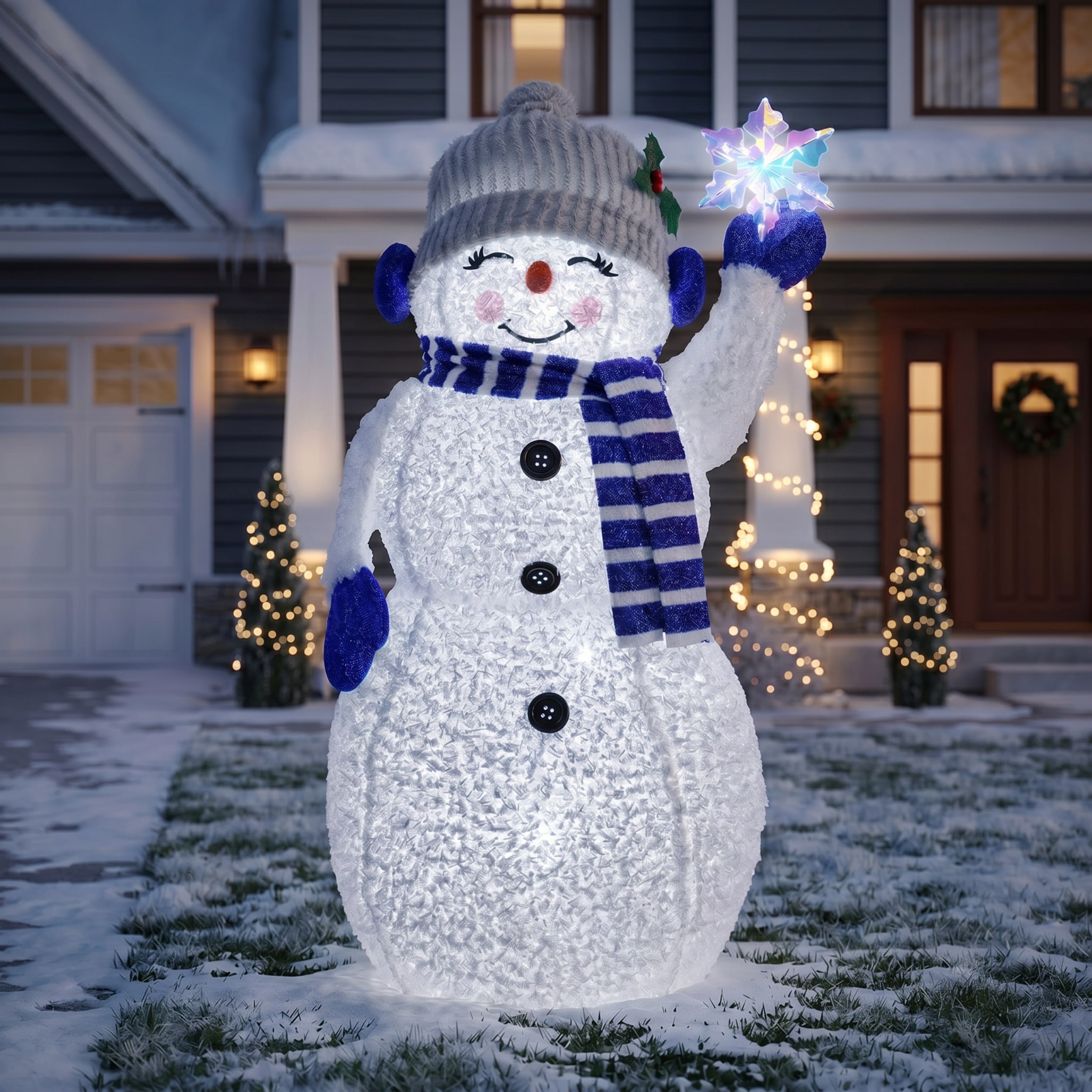 Holiday Living 48-in Freestanding Snowman Yard decoration with
