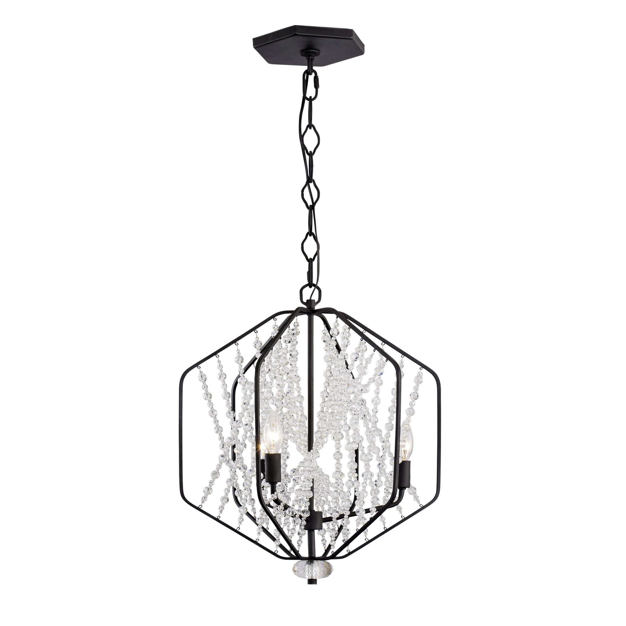 Varaluz 321P03CB Chelsea 3-Light Black Modern/Contemporary Geometric Hanging Pendant Light