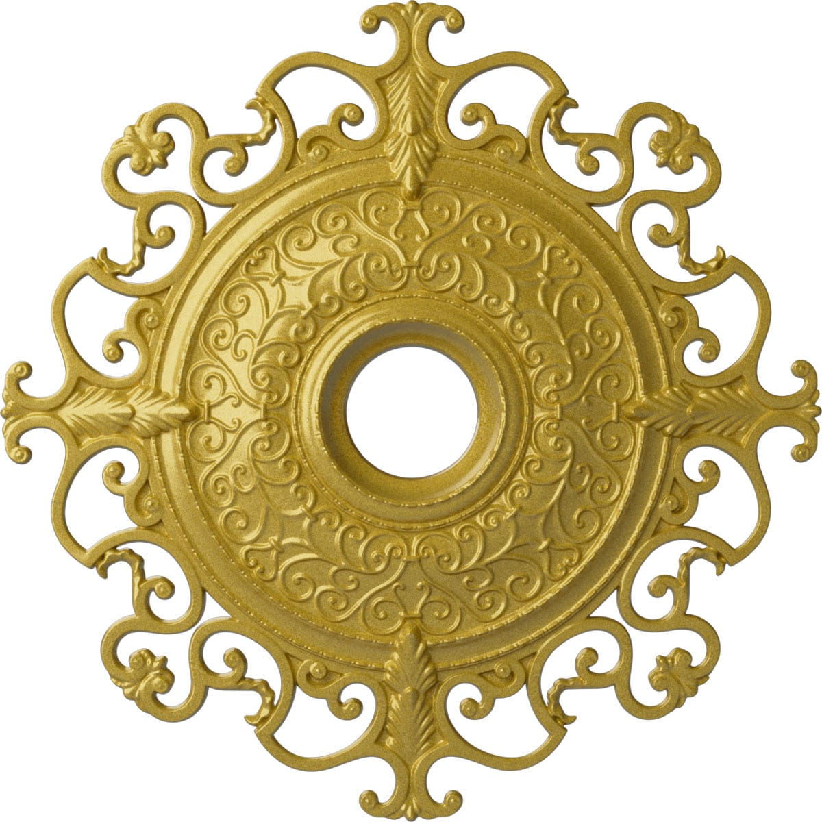 Ekena Millwork CM38OLRGS Orleans 38.375-in W x 38.375-in L Painted Rich Gold Polyurethane Whole Ceiling Medallion