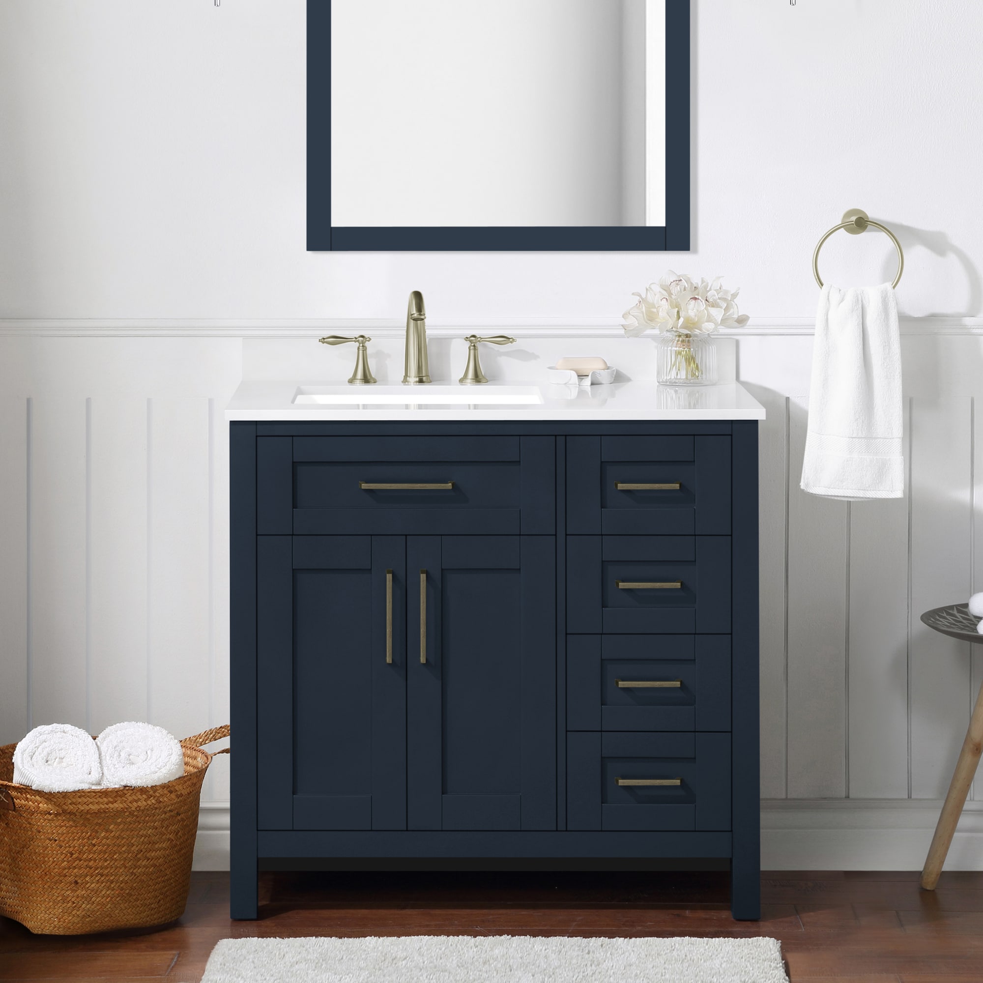 OVE Decors Tahoe 36-in Midnight Blue Undermount Single Sink Bathroom ...