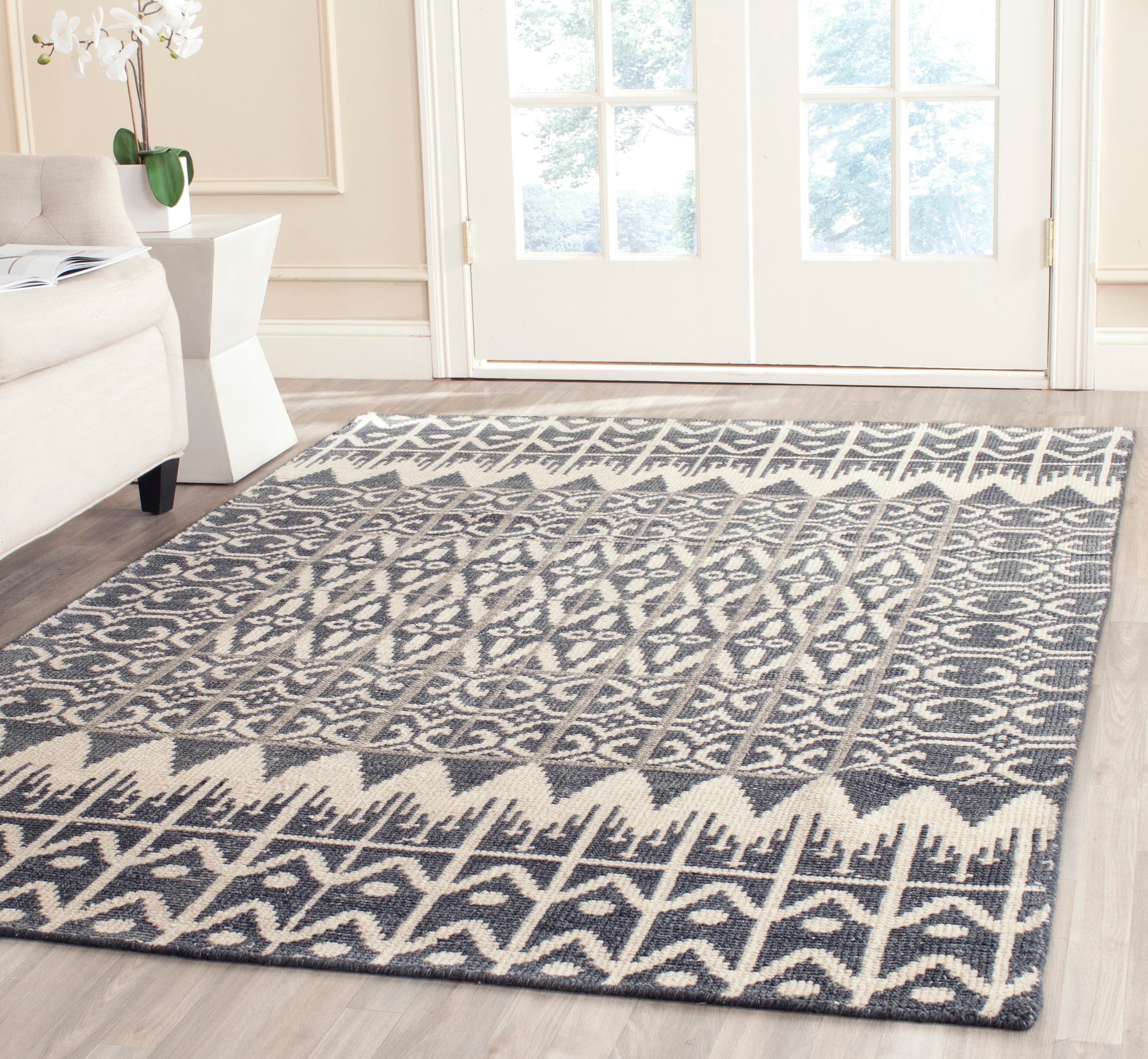 Safavieh KNY606A-2 Kenya Marli 2 x 3 (ft) Knotted Wool Charcoal Rectangular Indoor Abstract Bohemian/Eclectic Throw rug