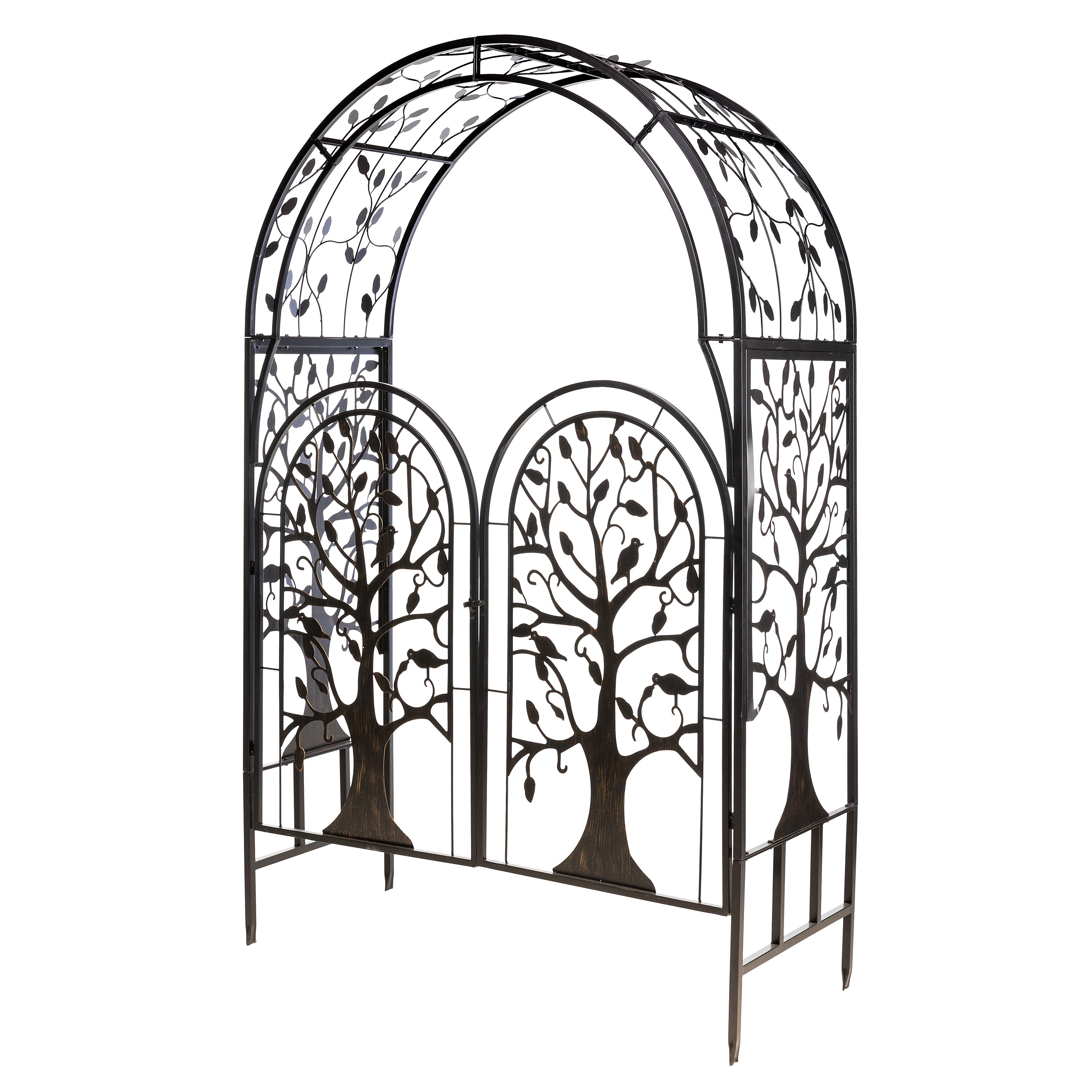 Evergreen 56621PH 4.5-ft W x 7-ft H Arched Black Steel Garden Arbor