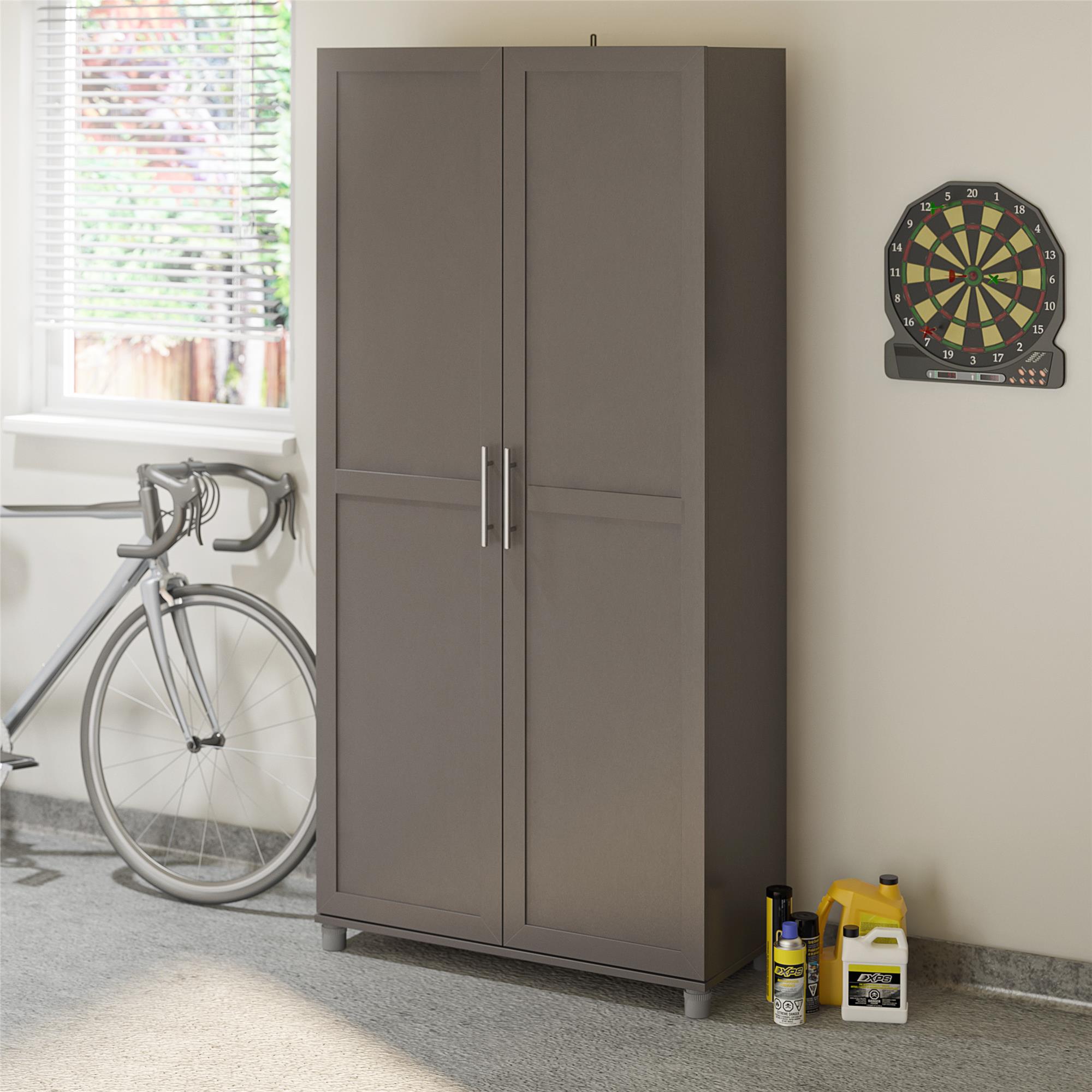 Ameriwood Home Camberly 35.68-in W x 74.31-in H Wood Composite Graphite  Grey/Graphite Grey Freestanding Utility Storage Cabinet