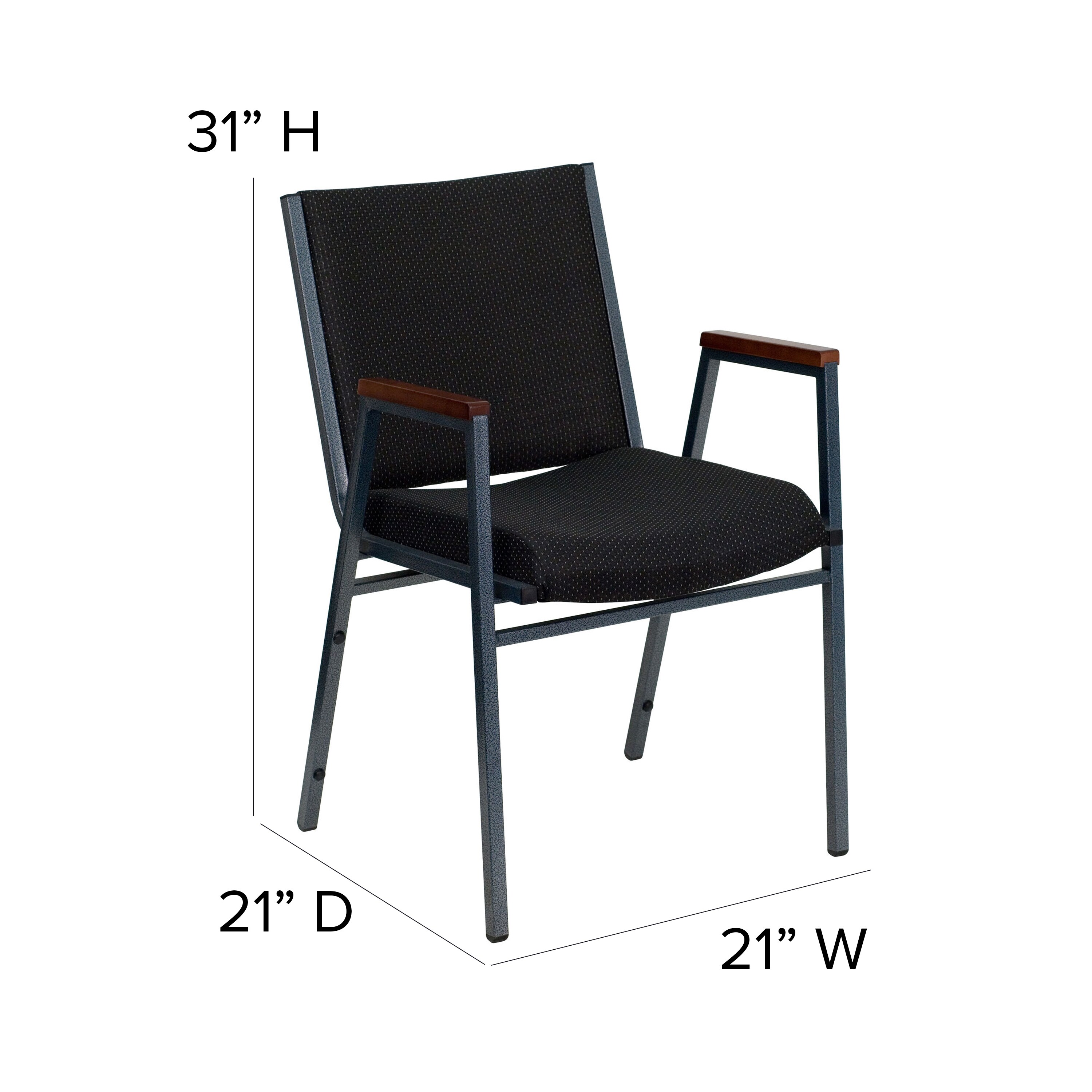 Hercules Series 31'' Heavy Duty Black Fabric Stack Chair with Silver Frame