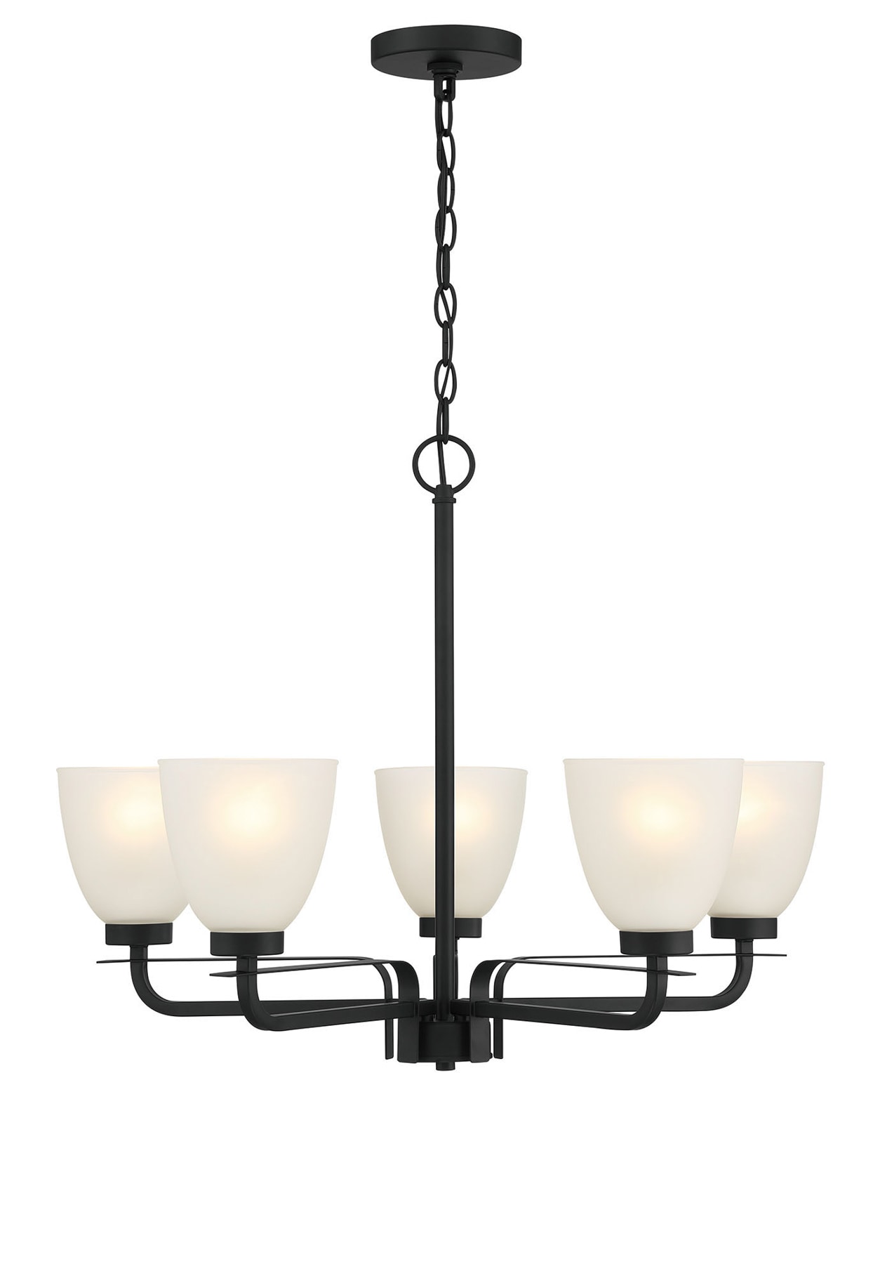 Mini Coal Black 5-Light Chandelier with Etched Glass Shade
