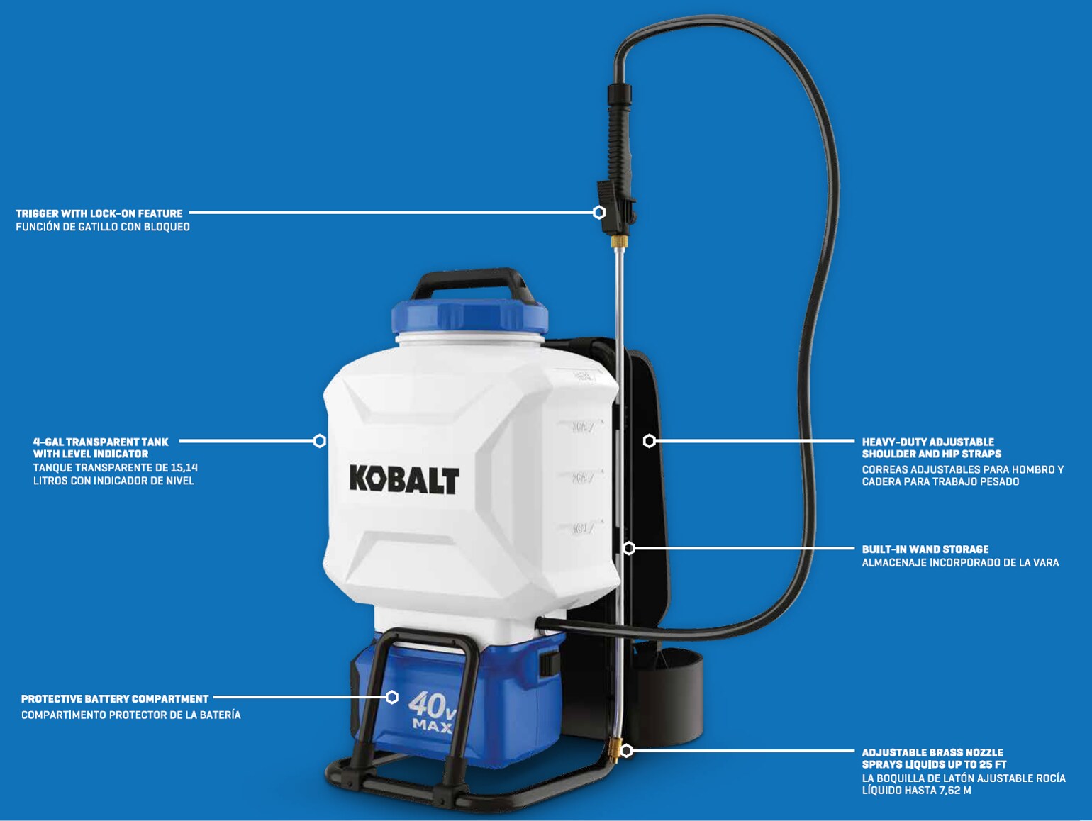 Kobalt 4-Gallon 40-volt Battery Operated Plastic Backpack Sprayer