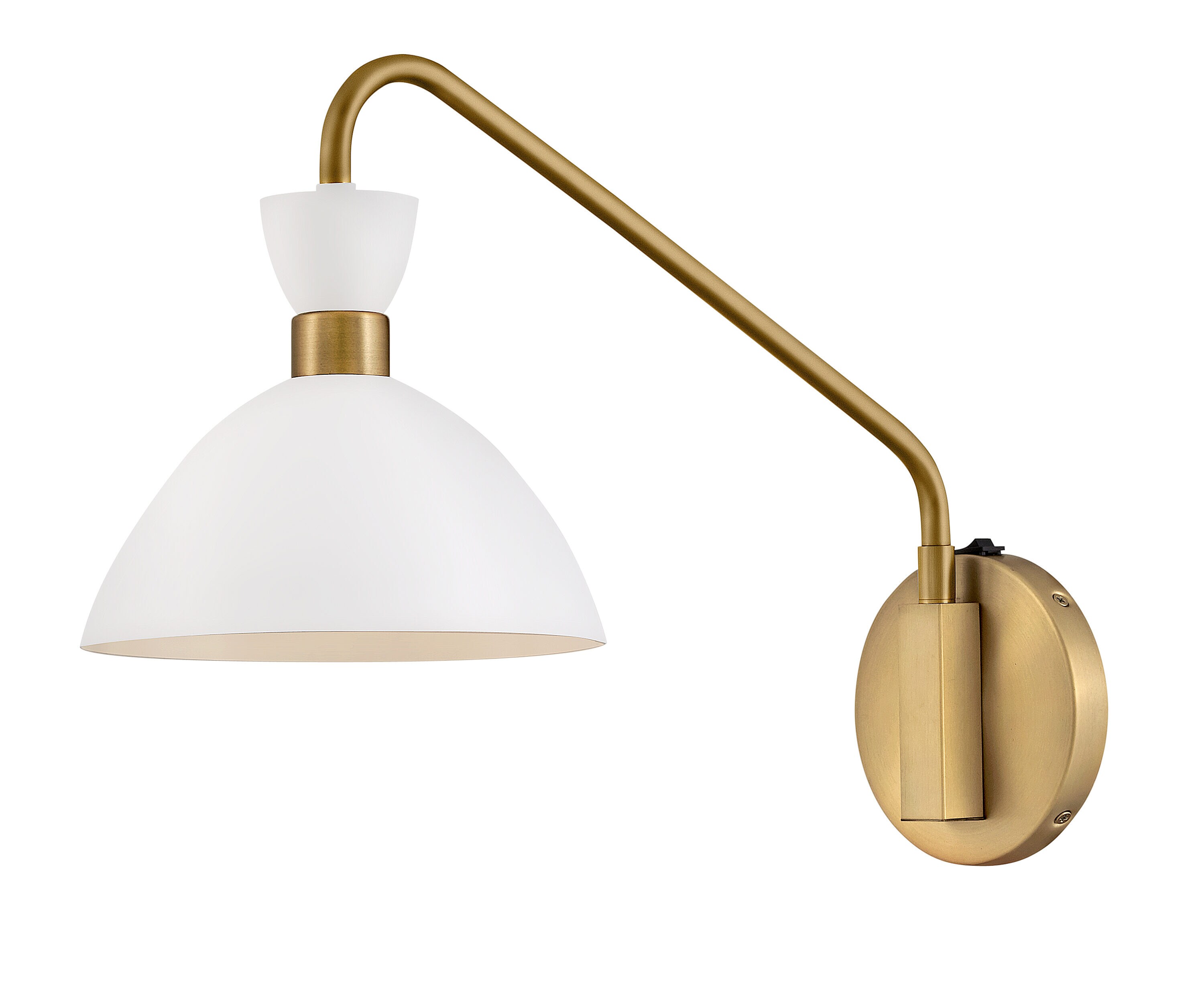 Simon Matte White & Heritage Brass Adjustable 1-Light Sconce