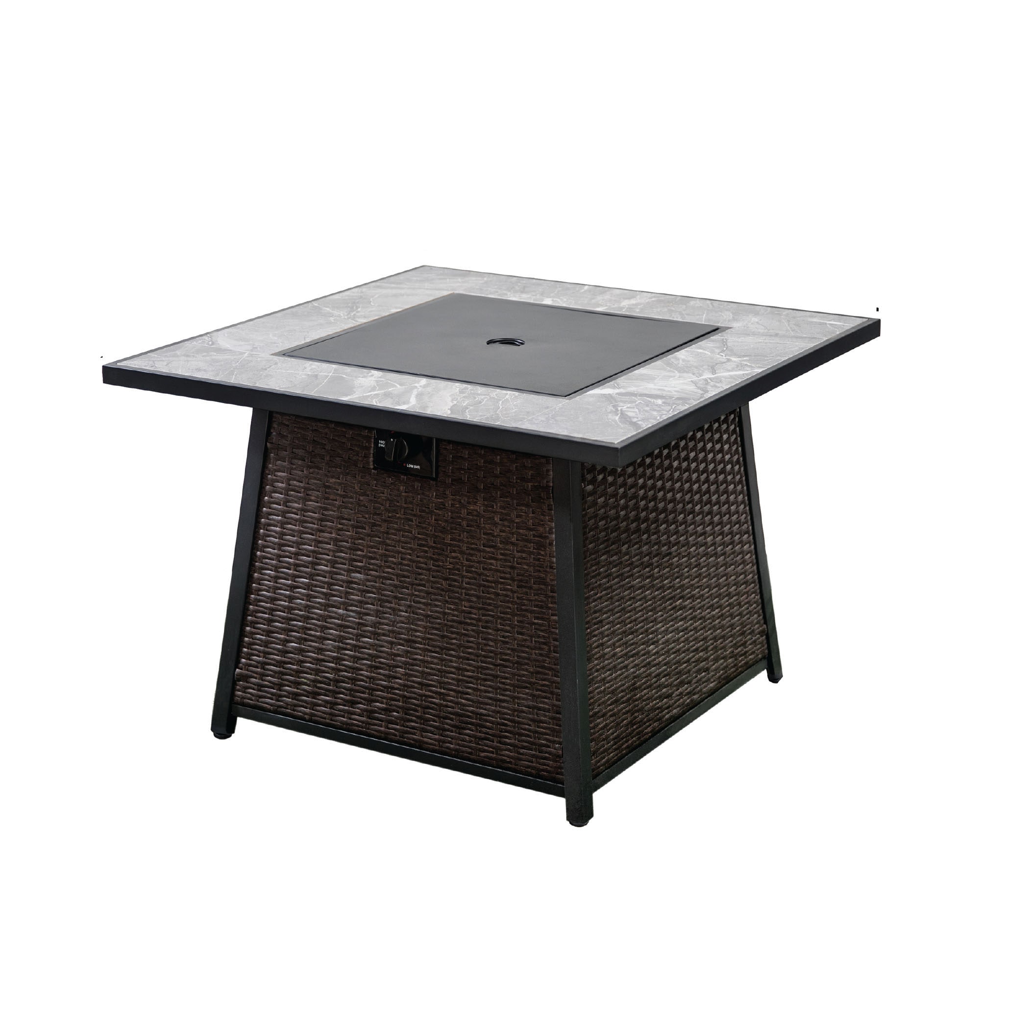 Deko Living COB10001 35.04-Inches W Black Portable Wicker Square Liquid propane Fire pit