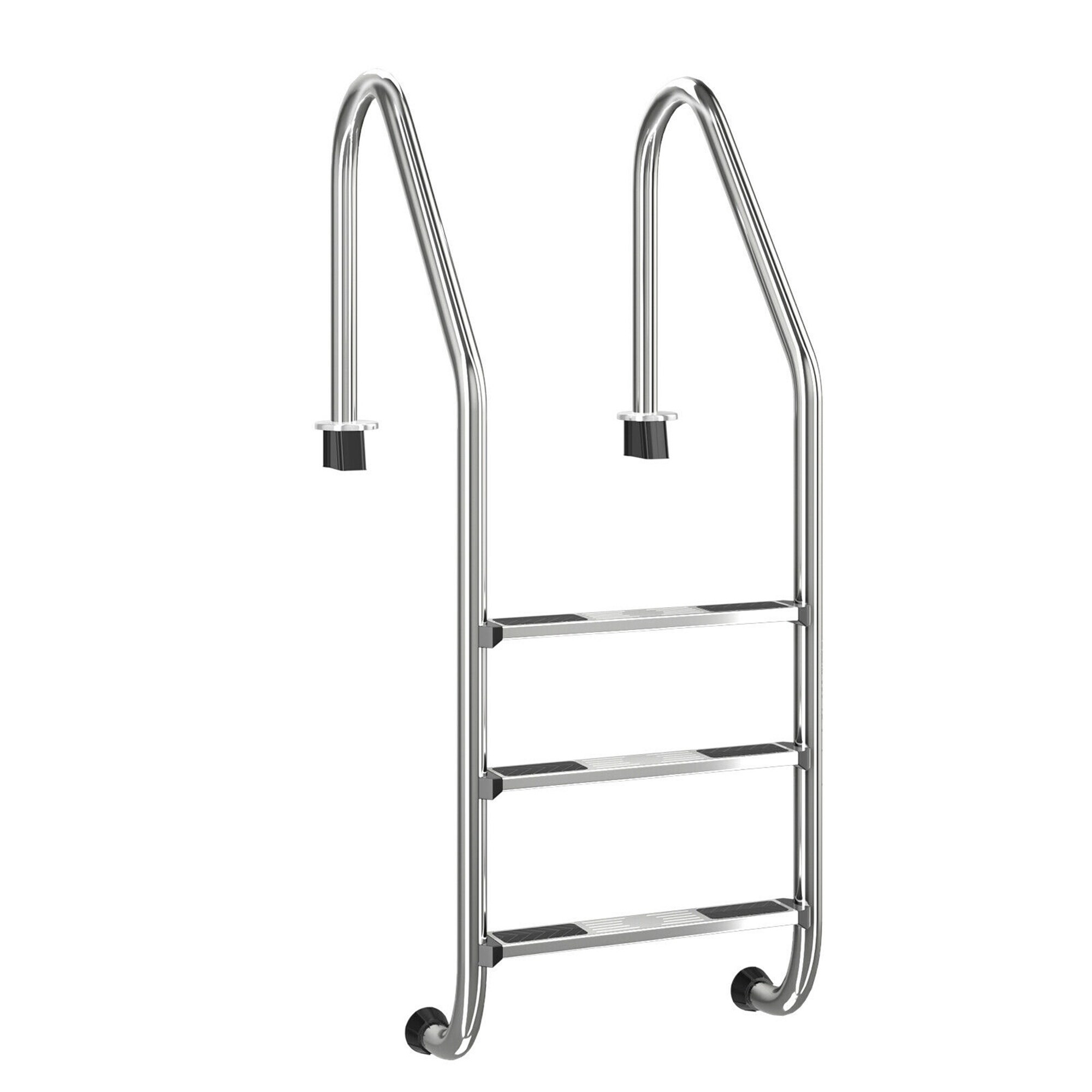 Goplus Swimming Pool Ladder for In Ground Pools Heavy Duty 3-Step Stainless Steel Pool Step Ladder with Easy Mount Legs 