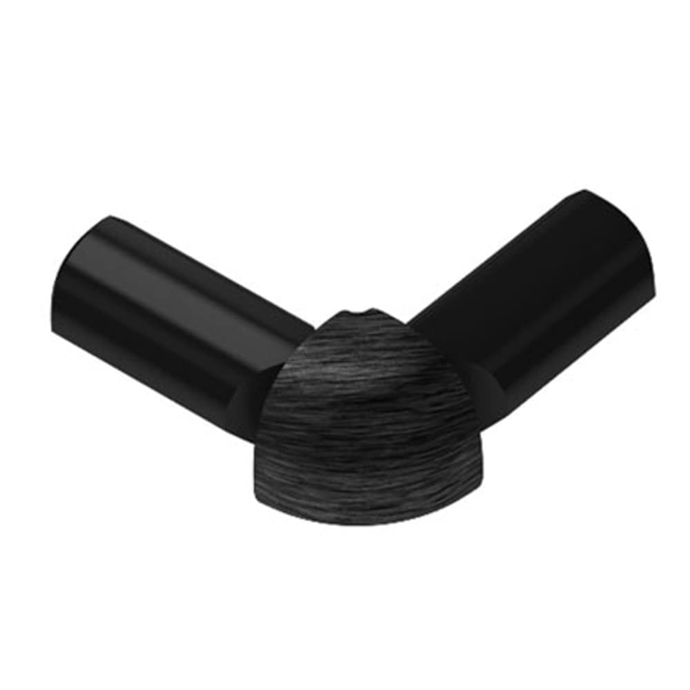 Schluter Systems E2L/RO80AGSB Rondec 0.313-in W x 1-in L Brushed black anodized aluminum Aluminum Outside corner Tile Edge Trim