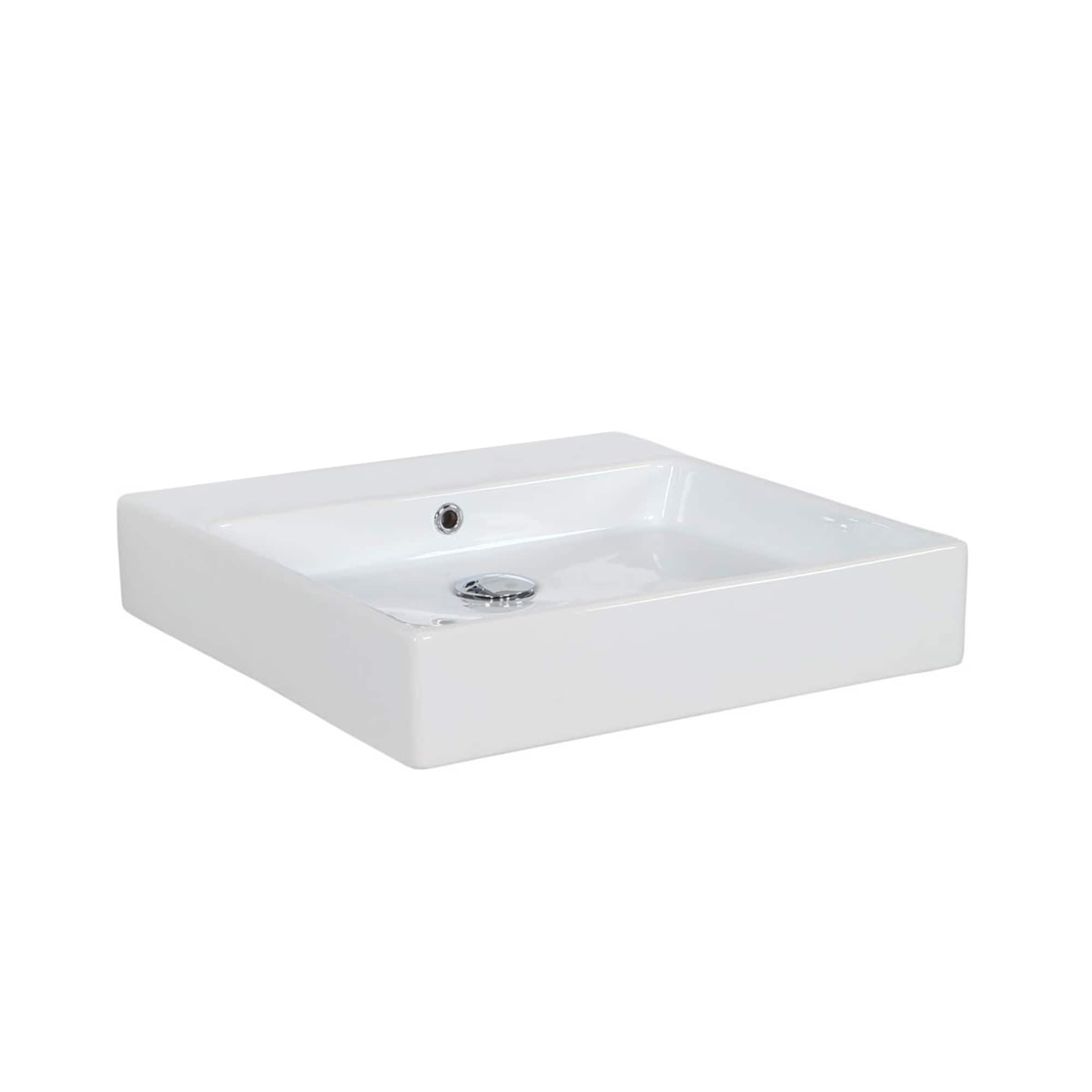 WS Bath Collections SIMPLE 50.50B.00 Simple Ceramic White Ceramic Wall-mount Square Modern Bathroom Sink (19.7-in x 19.7-in)
