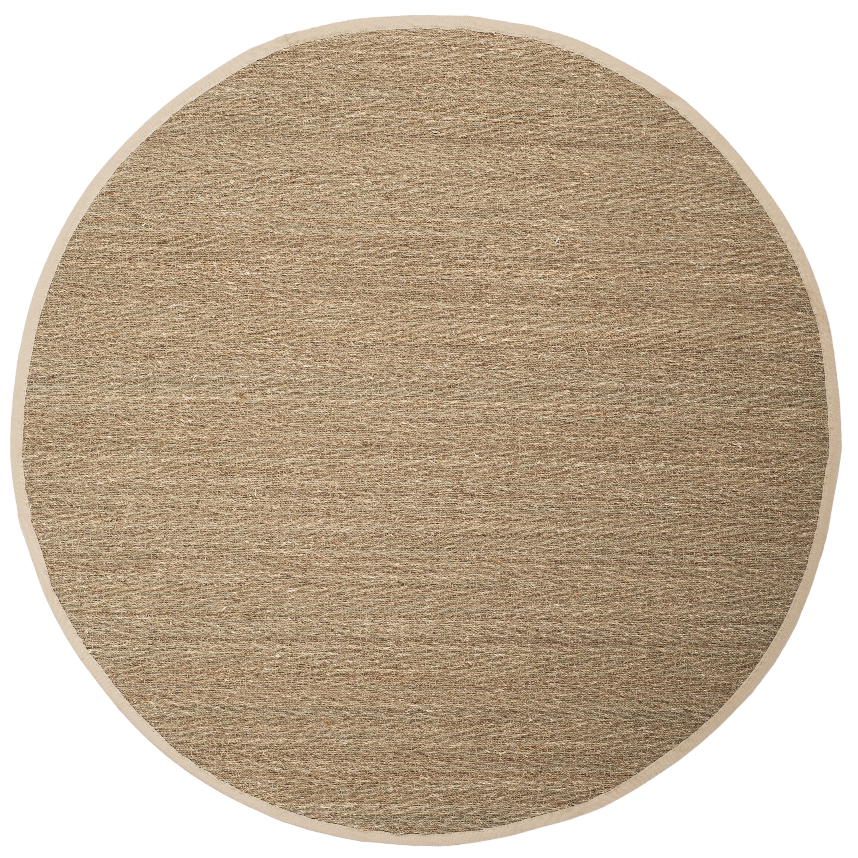 Safavieh NF115J-6R Natural Fiber Montauk 6 x 6 (ft) Loomed Seagrass Natural/Ivory Round Indoor Chevron Coastal Area rug