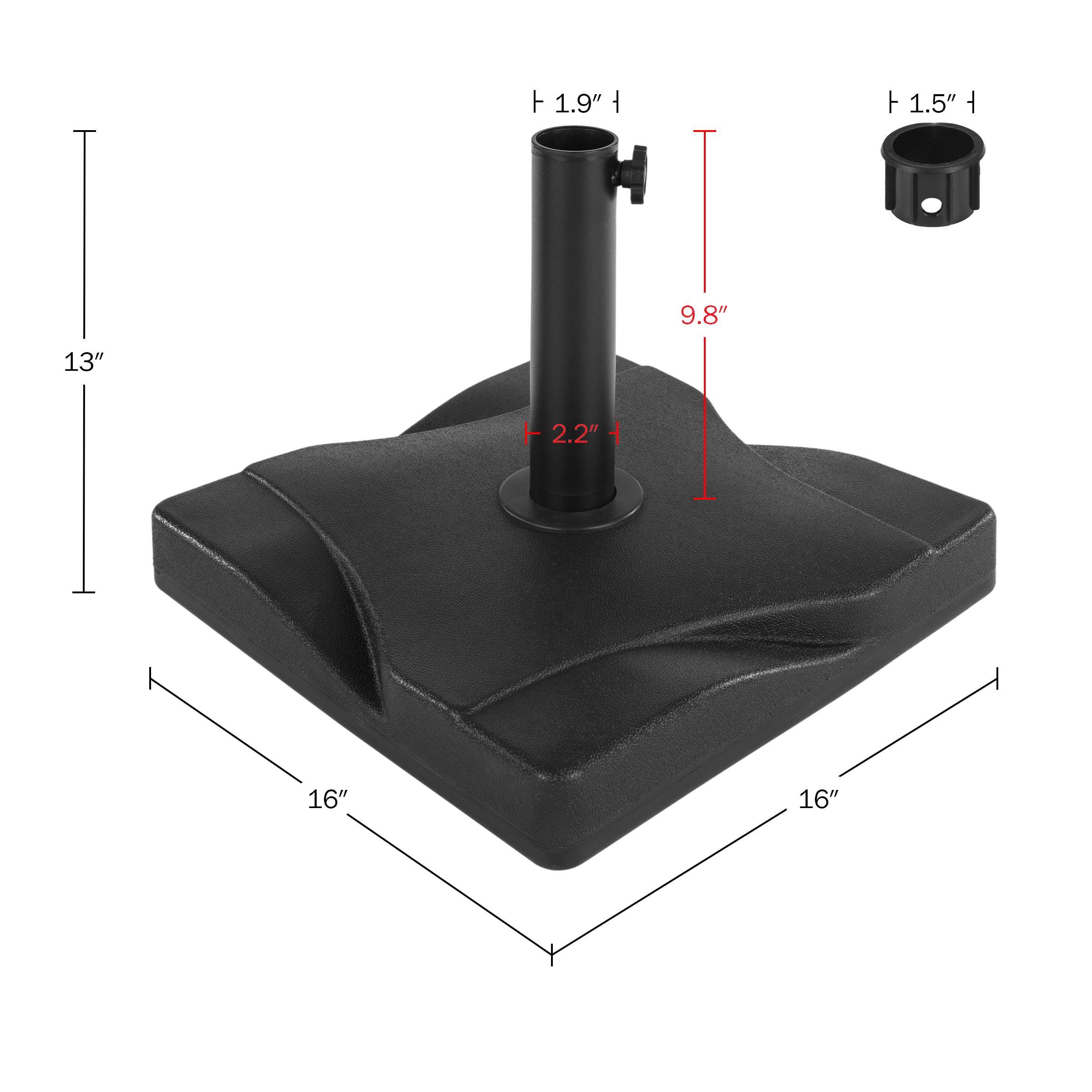 Black Round Concrete Outdoor Umbrella Base, 26 lbs