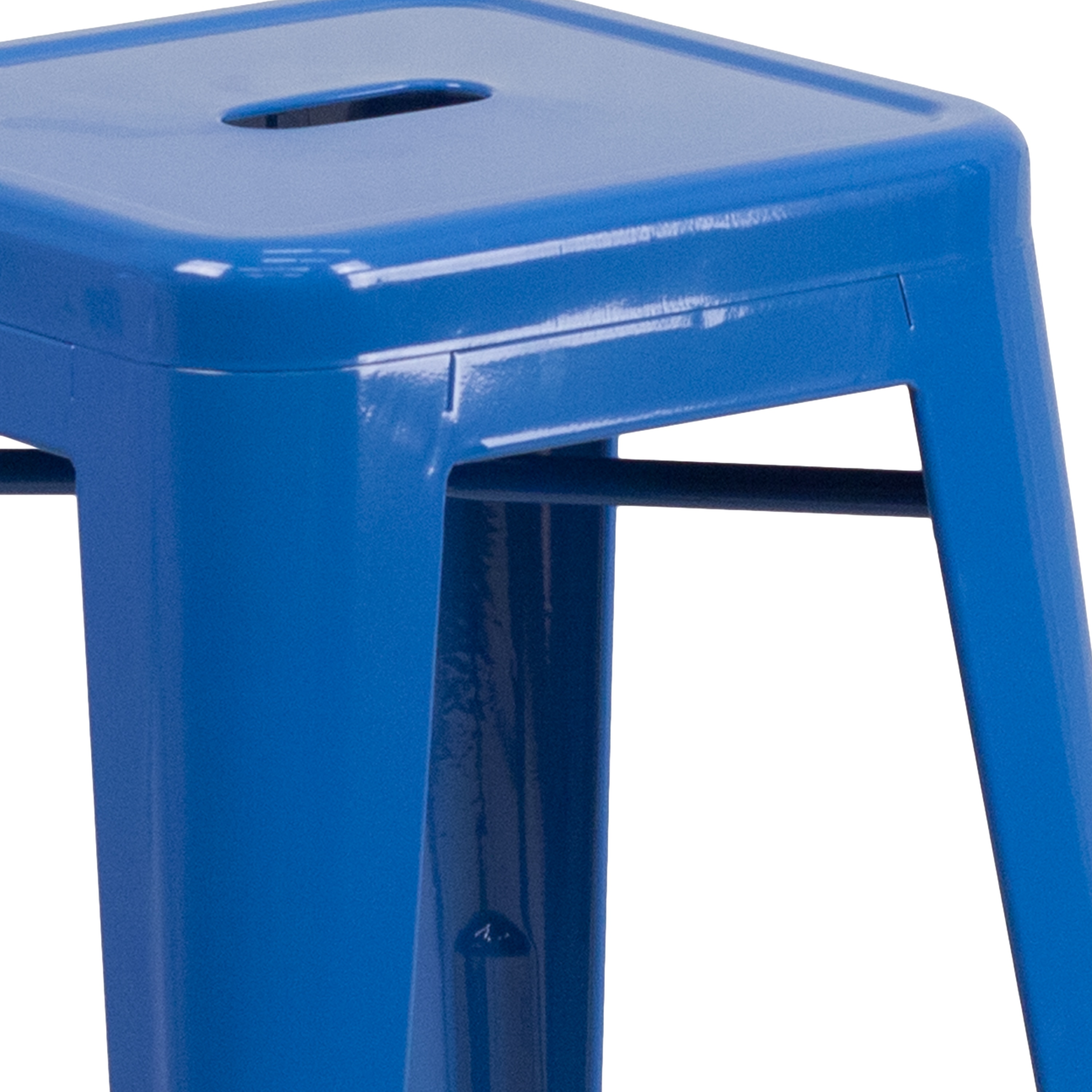 24" Blue Metal Backless Stackable Counter Stool