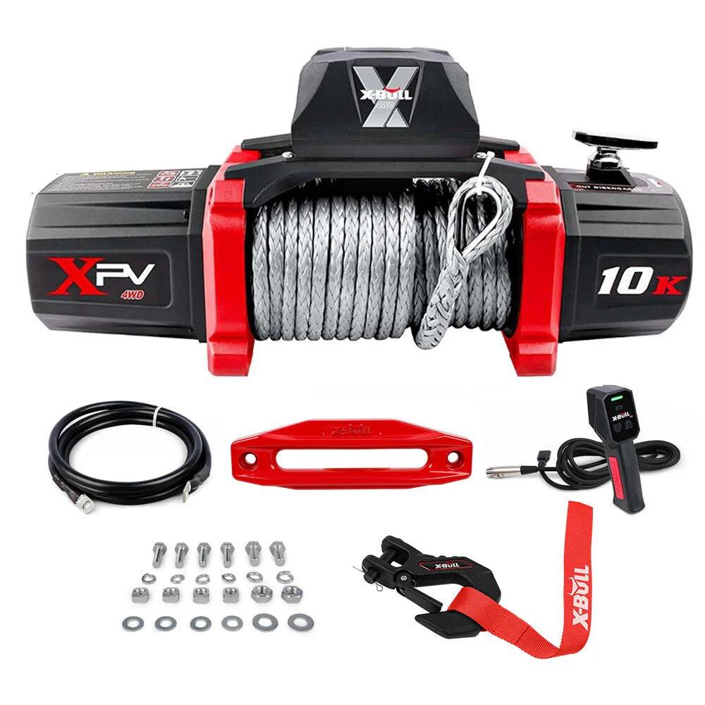 Siavonce XH20534 Electric Winch Xpv 10000 Lbs 12V Synthetic Rope Suv Jeep Truck 4Wd