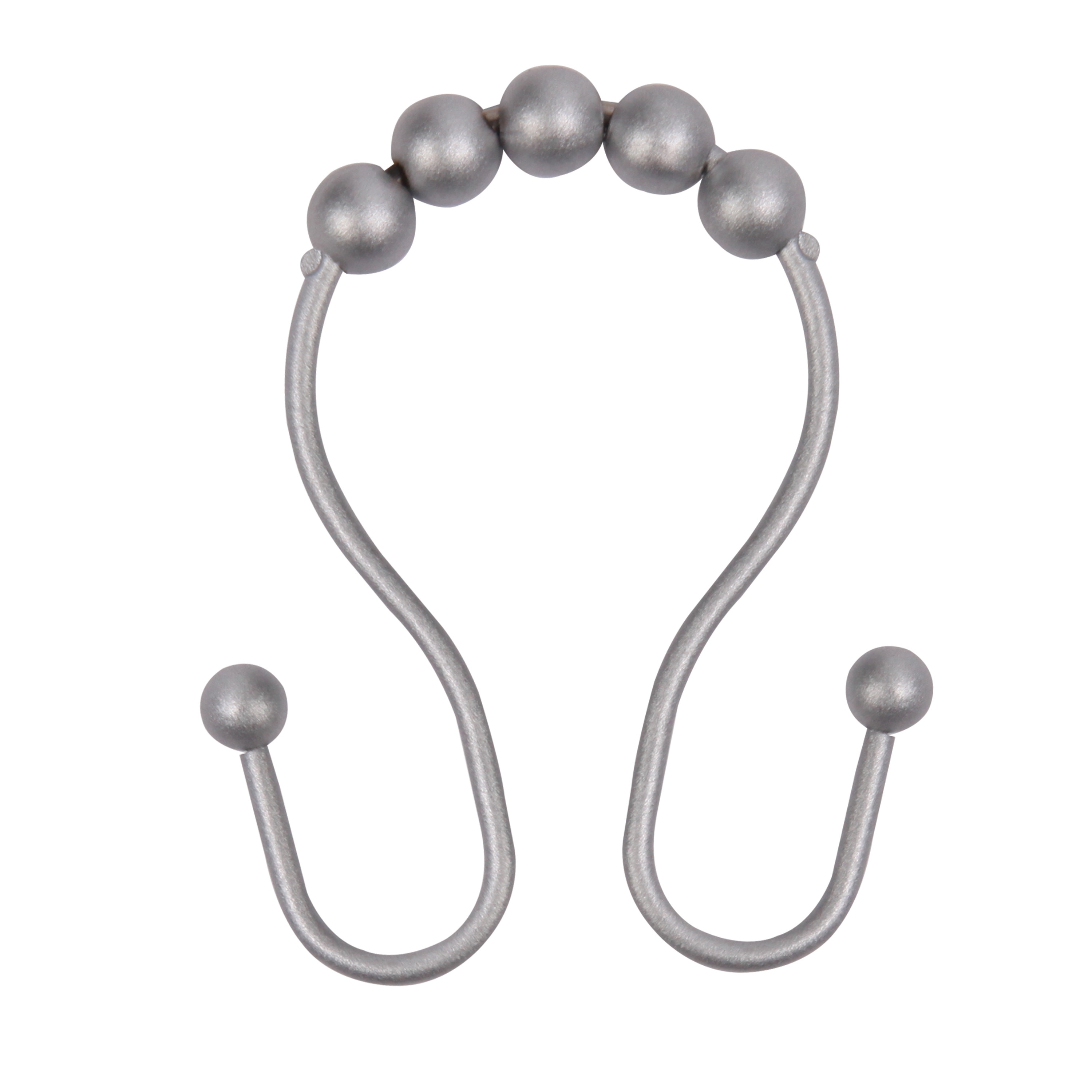 Kenney KN67124 Matte Grey Aluminum Double Shower Curtain Hooks 12 -Pack