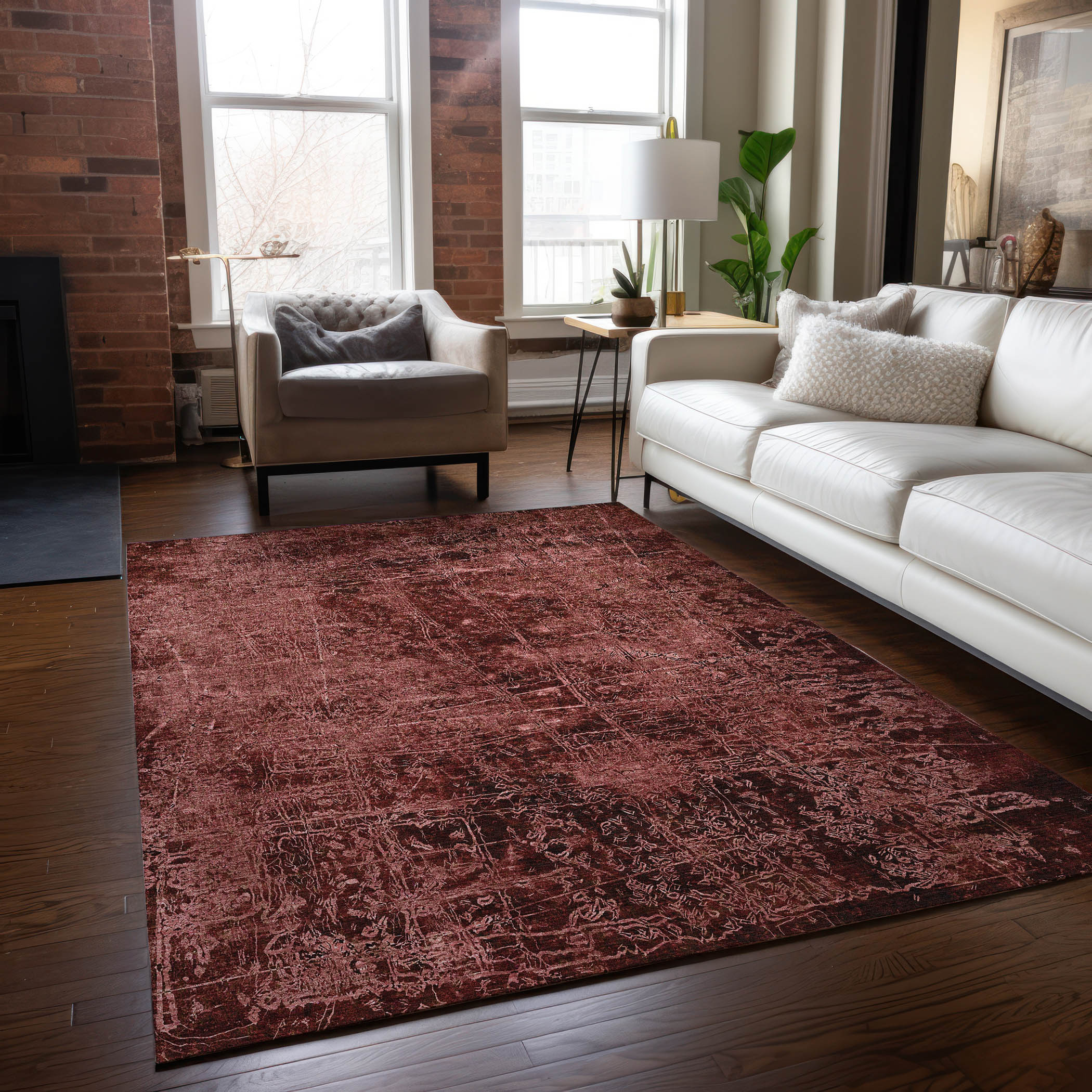 Addison Rugs ACN559MM9X12 Chantille ACN559MM 9 x 12 (ft) Polyester Merlot Rectangular Indoor/Outdoor Abstract Machine washable Area rug