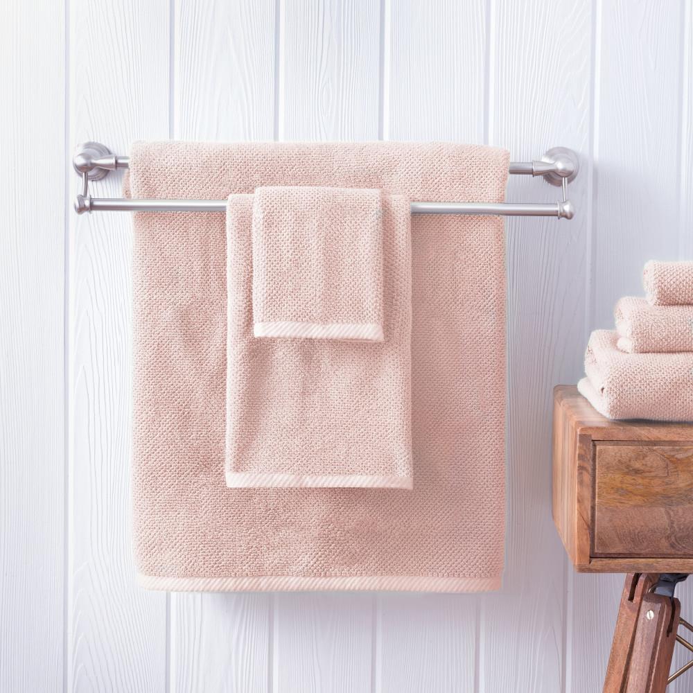 Welhome Soft Cotton Loop 6 Piece Bath Towel Set, Blush 