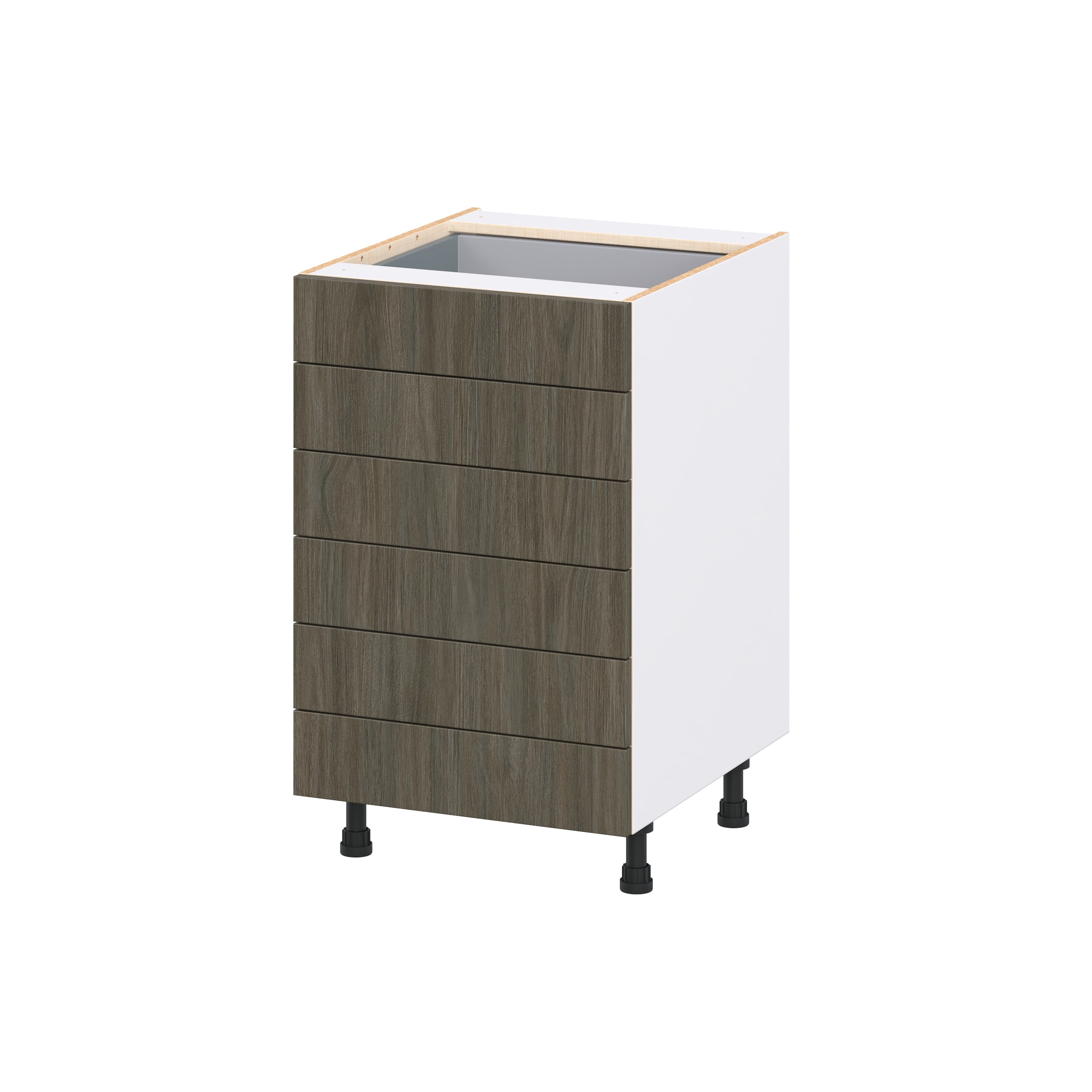 Hugo&Borg DSB6D21-SA Savane 21-in W x 34.5-in H x 24.5-in D Brunt Walnut 6 -Drawers Drawer Base Fully assembled Cabinet Flat Panel Slab