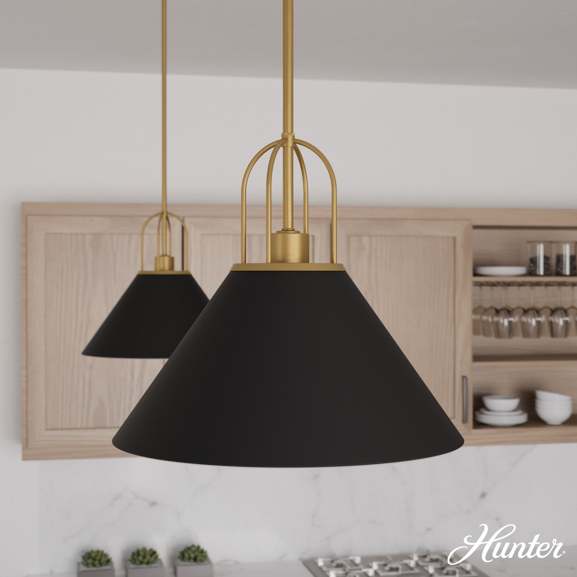 Matte Black and Luxe Gold Aluminum Pendant Light Fixture