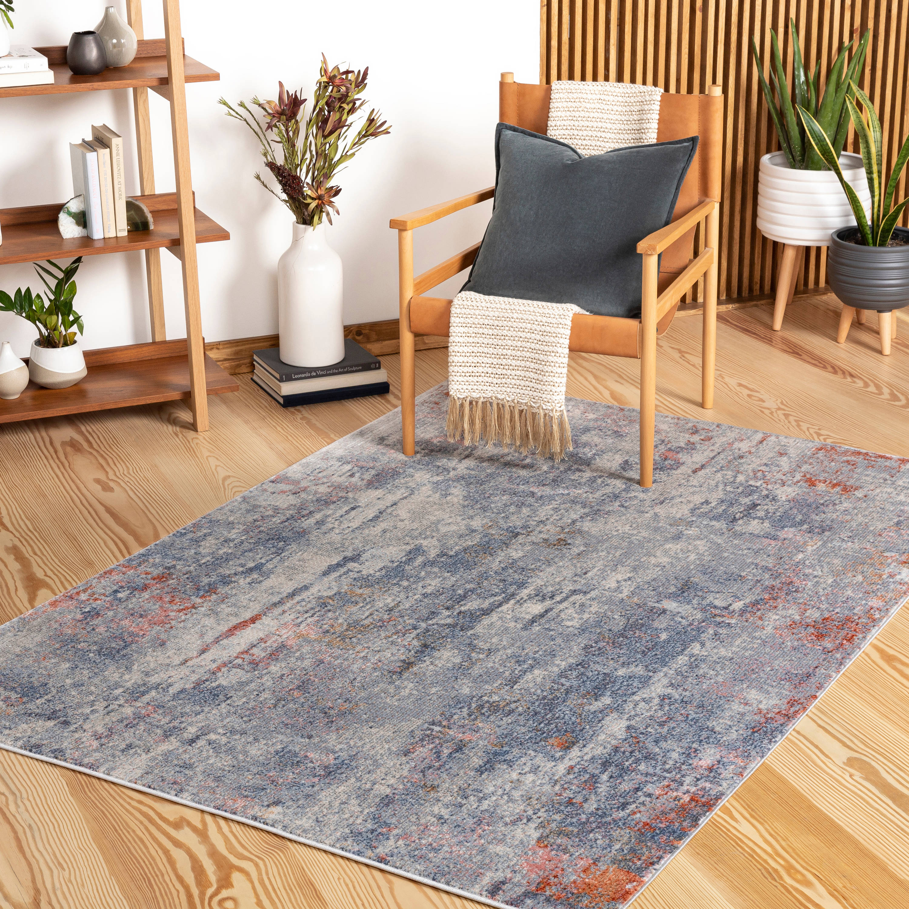 Artistic Weavers BBO2300-71010 Bilbao 8 X 10 (ft) Rust/Ice Blue Indoor Abstract Mid-century Modern Area Rug