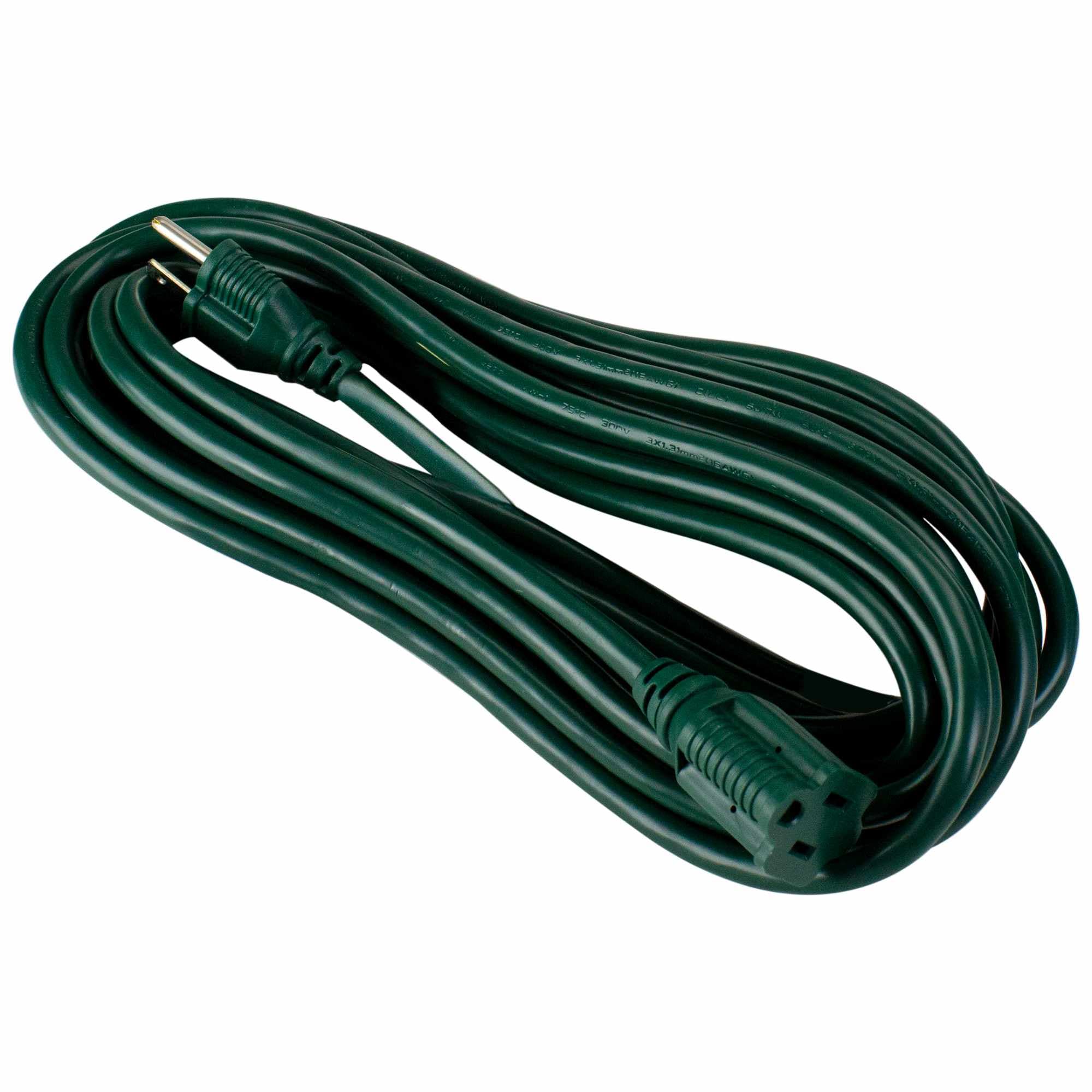 Northlight Outdoor Commercial 3-Prong Extension Power Cord with Outlet Block - 25 feet - Green