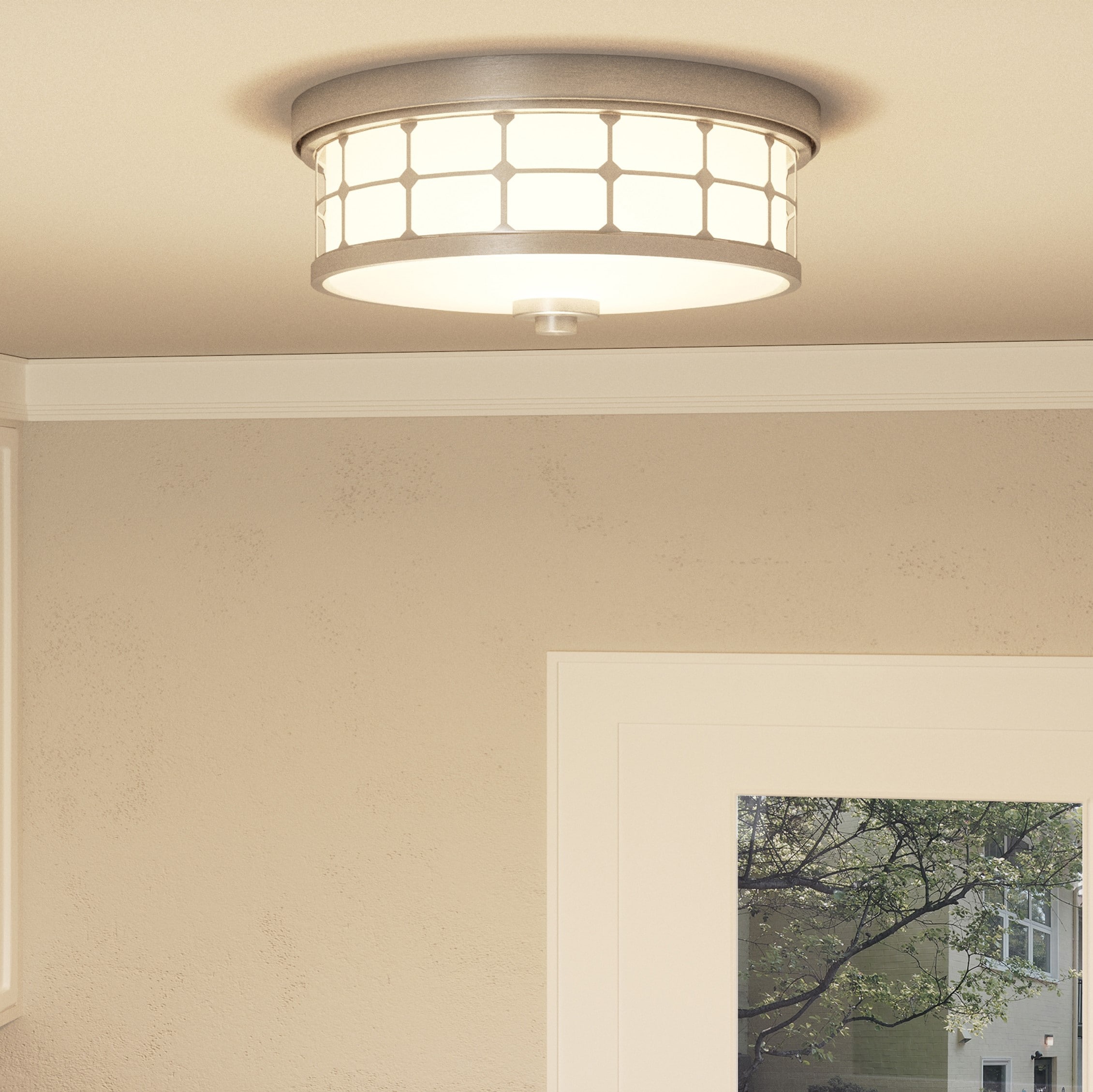 Quoizel QF3413BN Guardian 1-Light 13.5-in Brushed Nickel Flush Mount Light