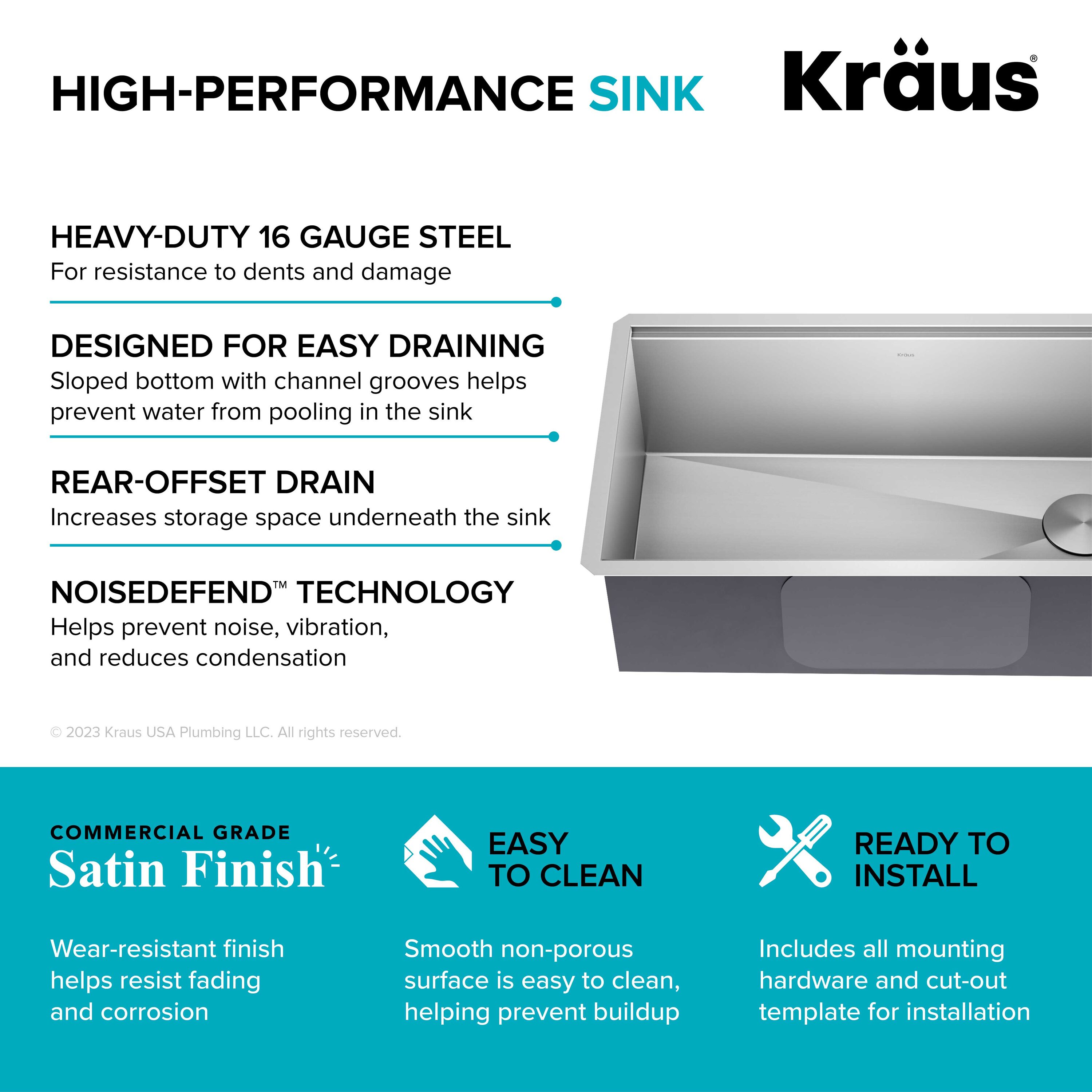 Kore 32-Inch Stainless Steel Undermount Workstation Kitchen Sink with Accessories