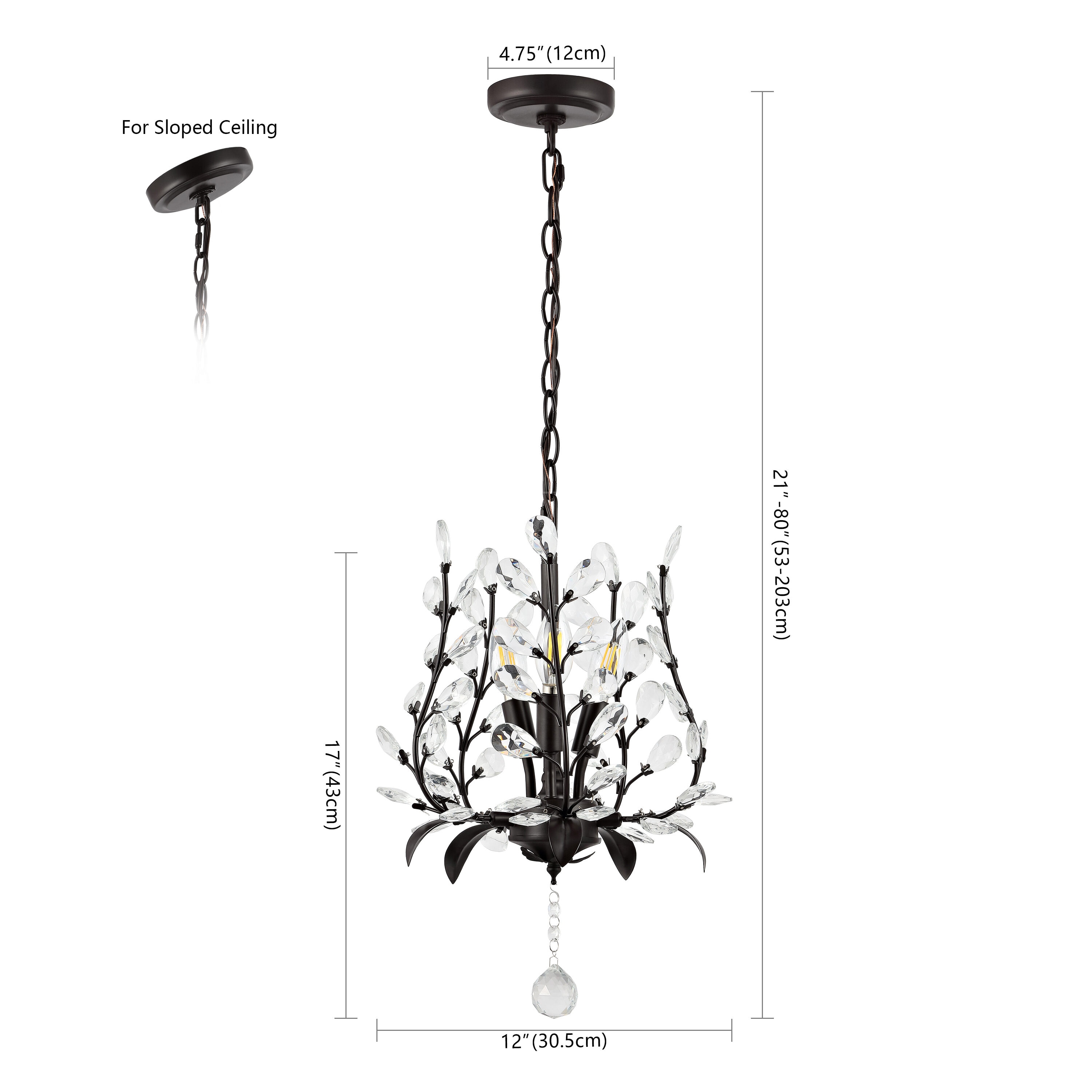 Adoria 12" Oil-Rubbed Bronze Bohemian LED Pendant with Crystal Accents