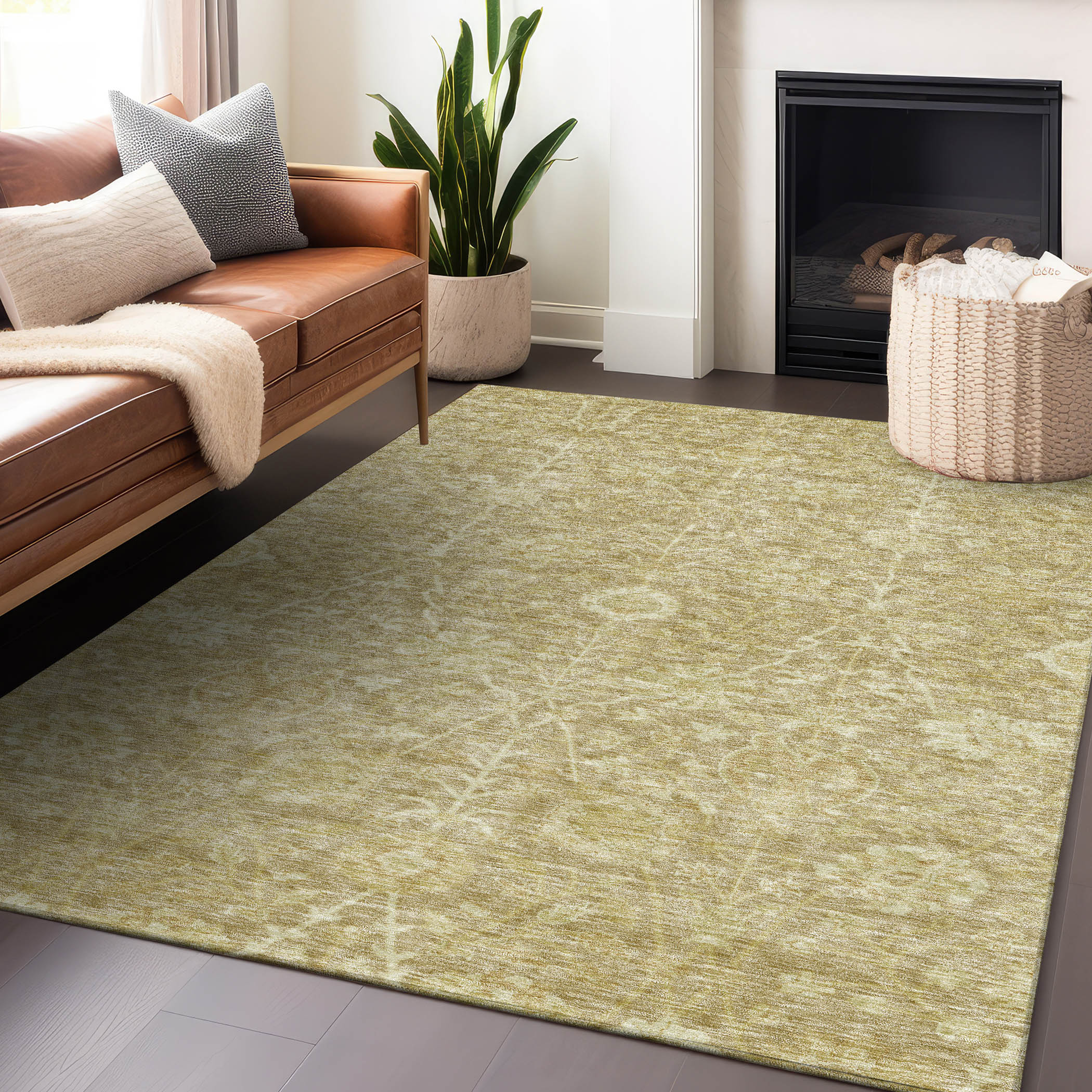Addison Rugs Machine Washable Indoor/Outdoor Chantille ACN1086 Tan 8' x ...