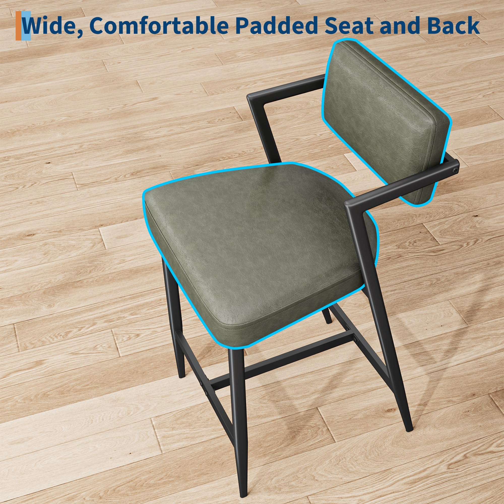 IdealHouse Bar Stools Set of 4 with Armrests Counter Height Bar Stools ...