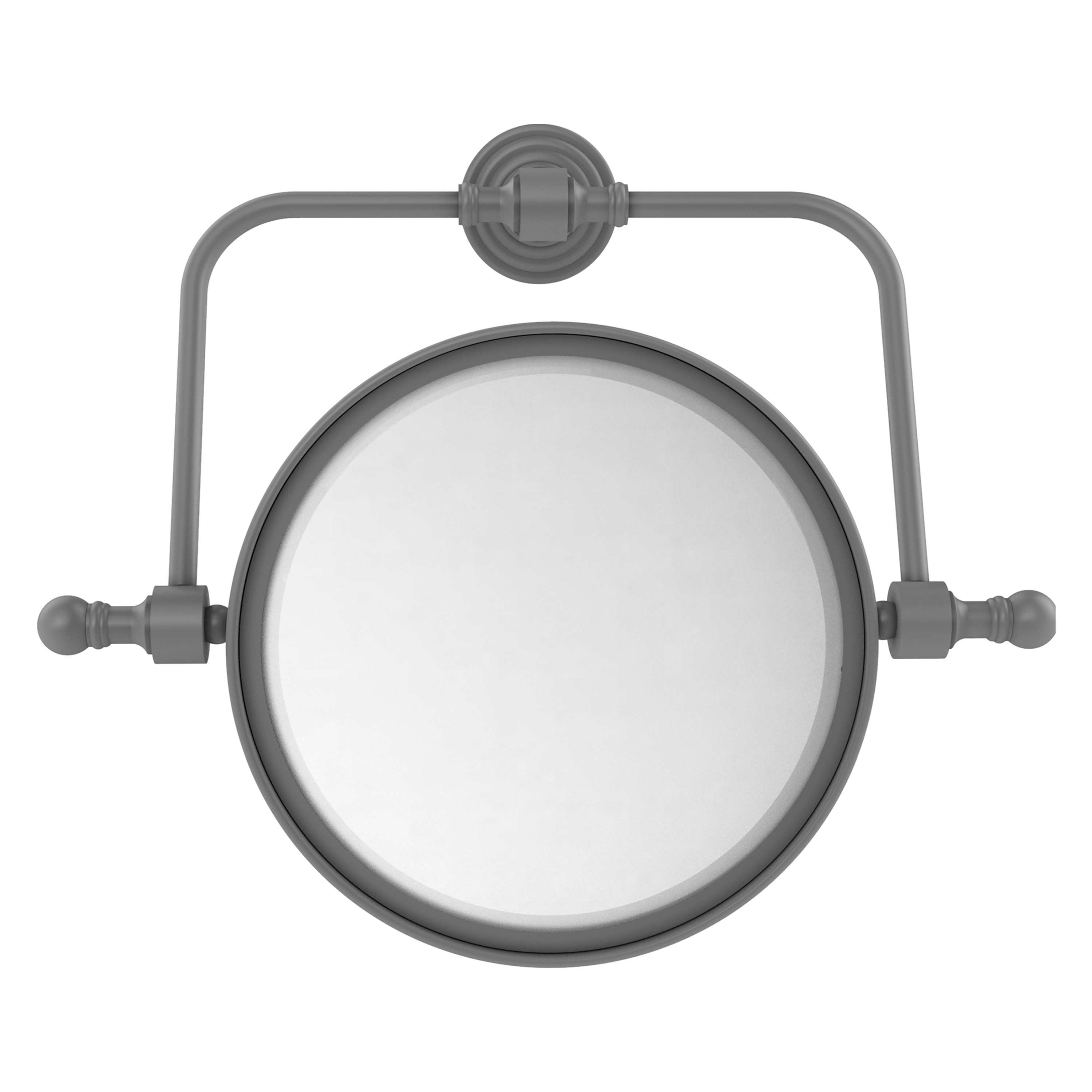 Allied Brass RWM-4/3X-GYM Retro Wave 7-in x 8-in Matte Gray Double-sided 3X Magnifying Wall-mounted Vanity Mirror