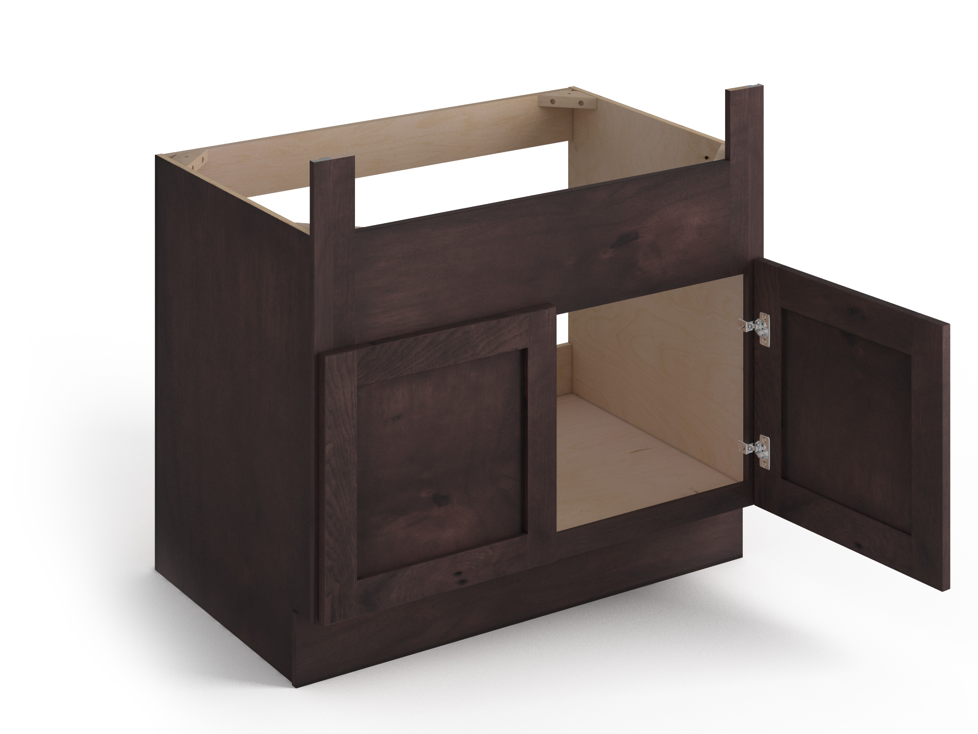 Valleywood Cabinetry 36-in W x 34.5-in H x 24-in D Rustic Hickory Apron Front Sink Base Ready To Assemble Plywood Cabinet (Flat Panel Shaker Style)
