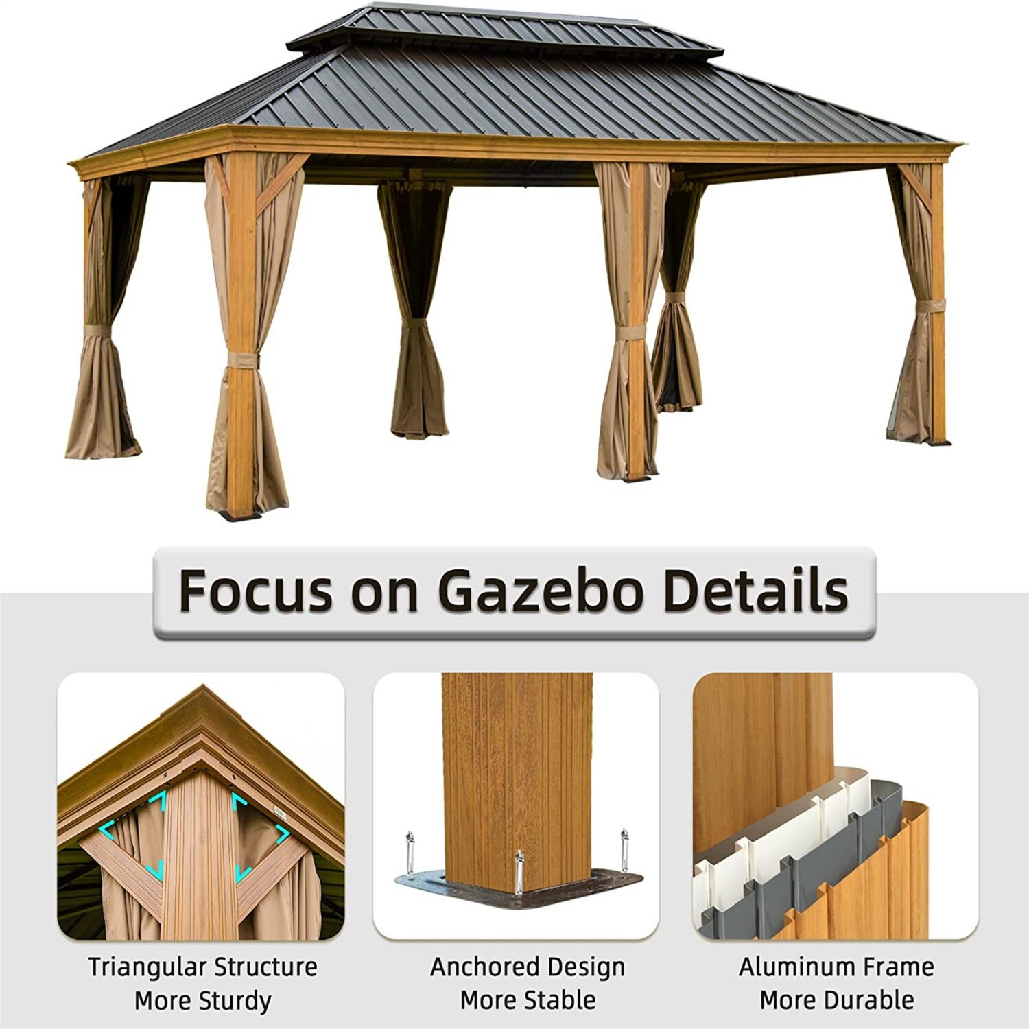 ToolCat PG2-90-PT Wood-Resin-Gazebos - View #2