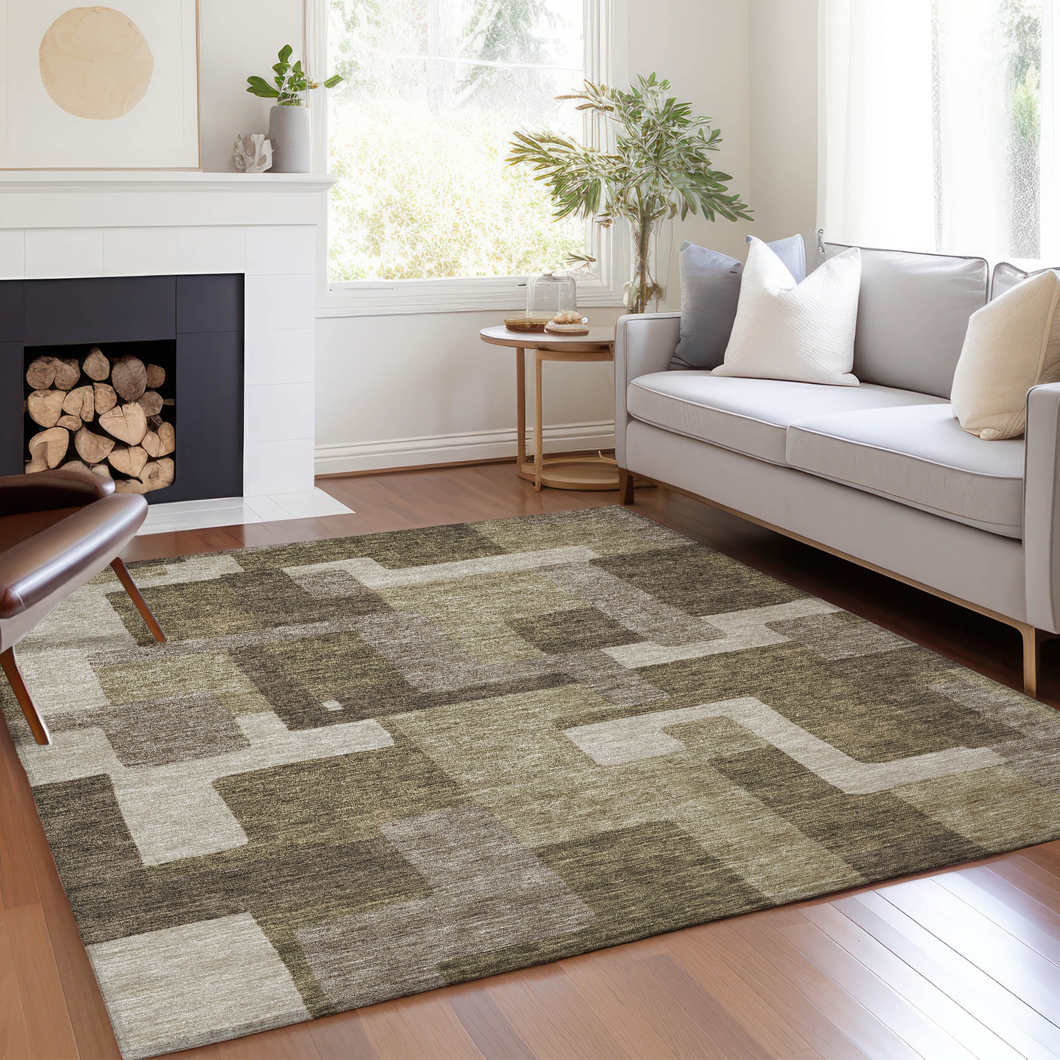 Addison Rugs ACN740BR5X8 Chantille ACN740BR 5 x 7 (ft) Polyester Brown Rectangular Indoor/Outdoor Geometric Machine washable Area rug